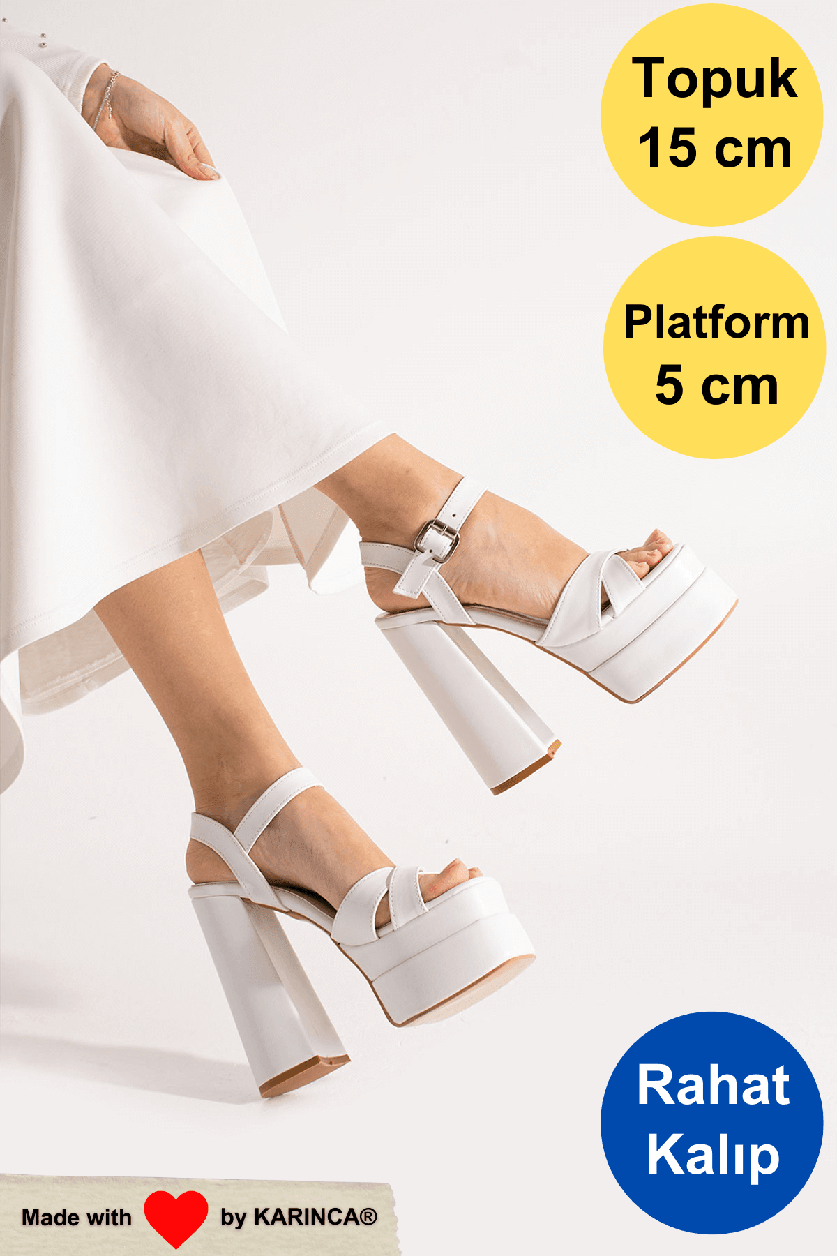 Venedik Gelin Ayakkabısı - Beyaz, 15 cm Platform Topuklu, Rahat Kalıp
