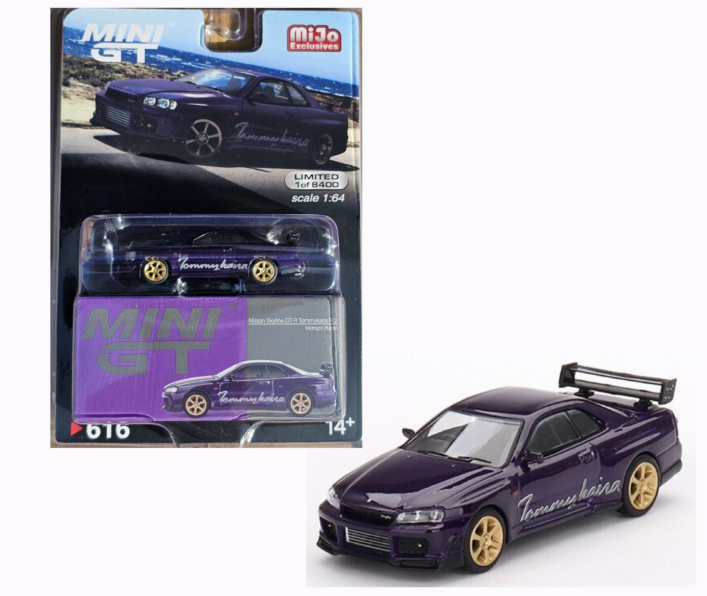 Mini GT Mijo Nissan Skyline GT-R R34 Tommykaira R-z Midnight Purple rhd