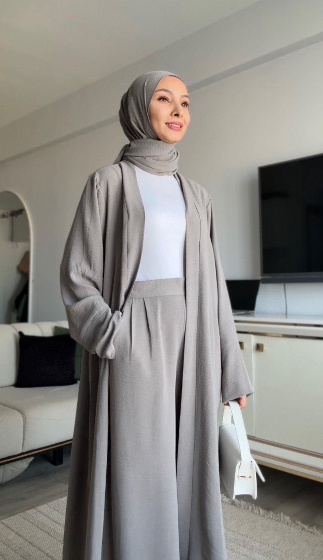 ABAYA PANTOLON TAKIMI KÜL GRİ