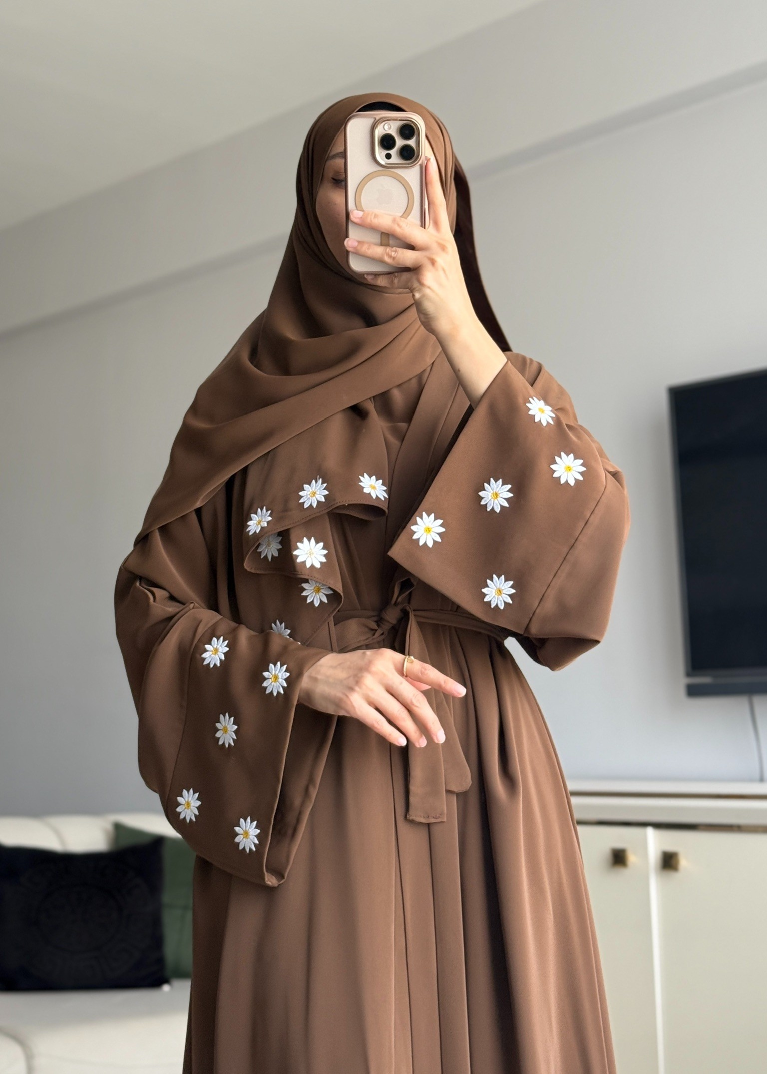 PAPATYA ABAYA KAHVERENGİ 