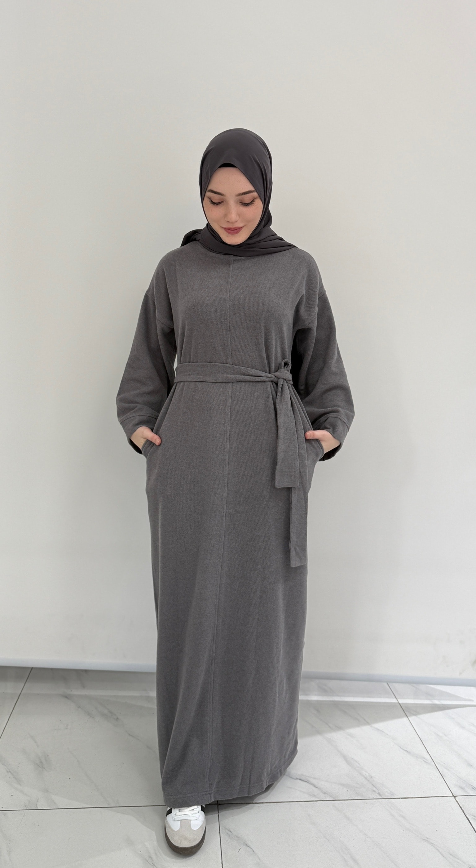 antrasit örme elbise