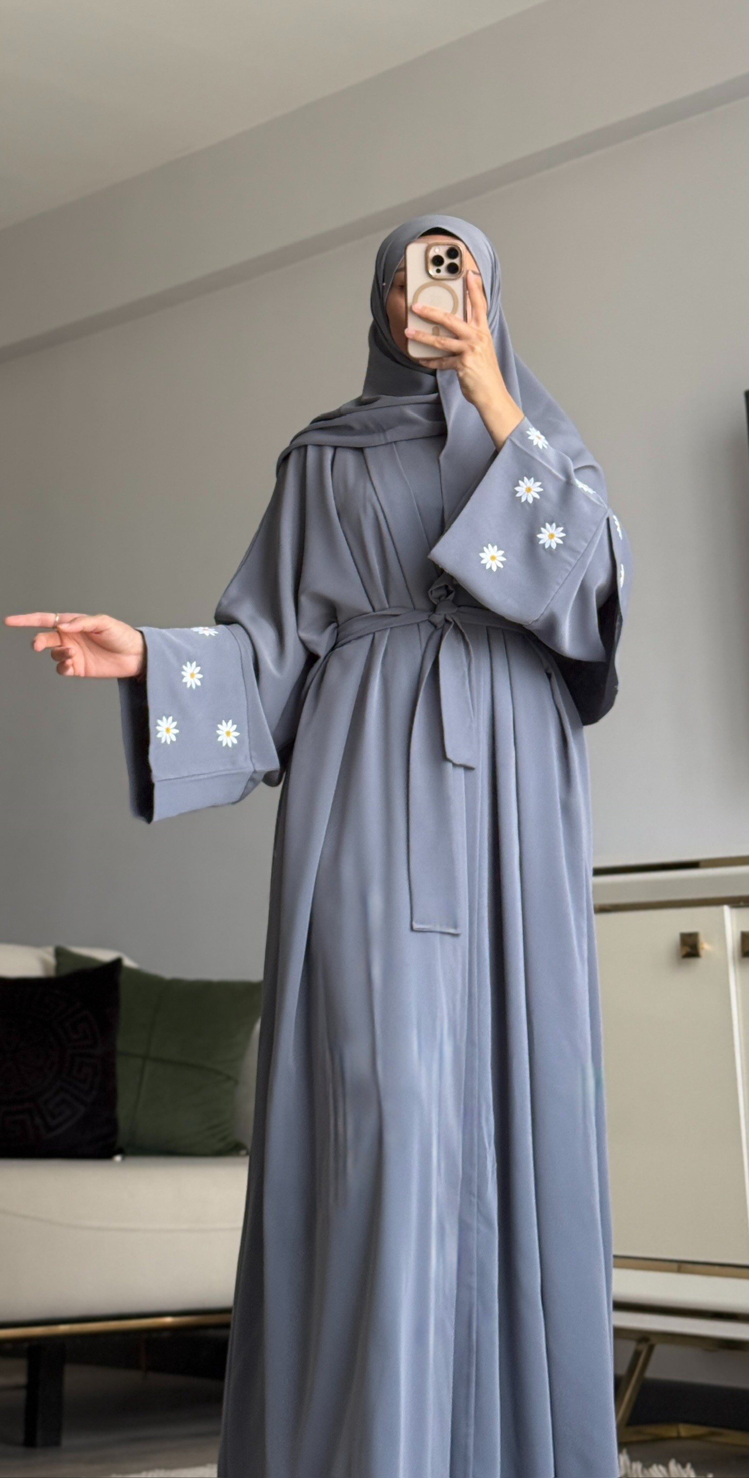 PAPATYA ABAYA GRİ