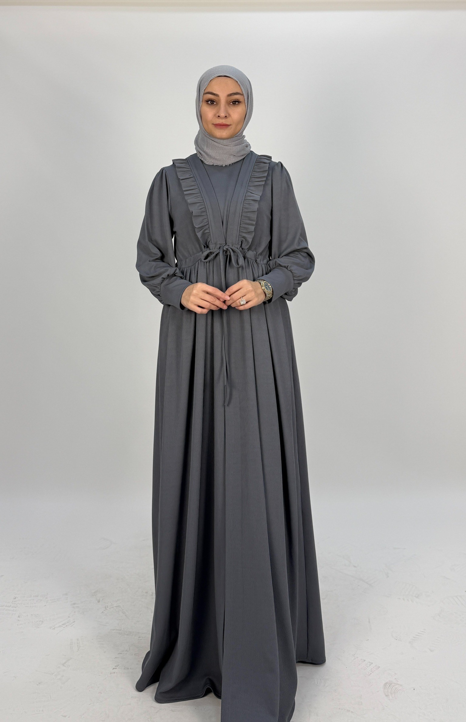 FİTİLLİ ABAYA GRİ