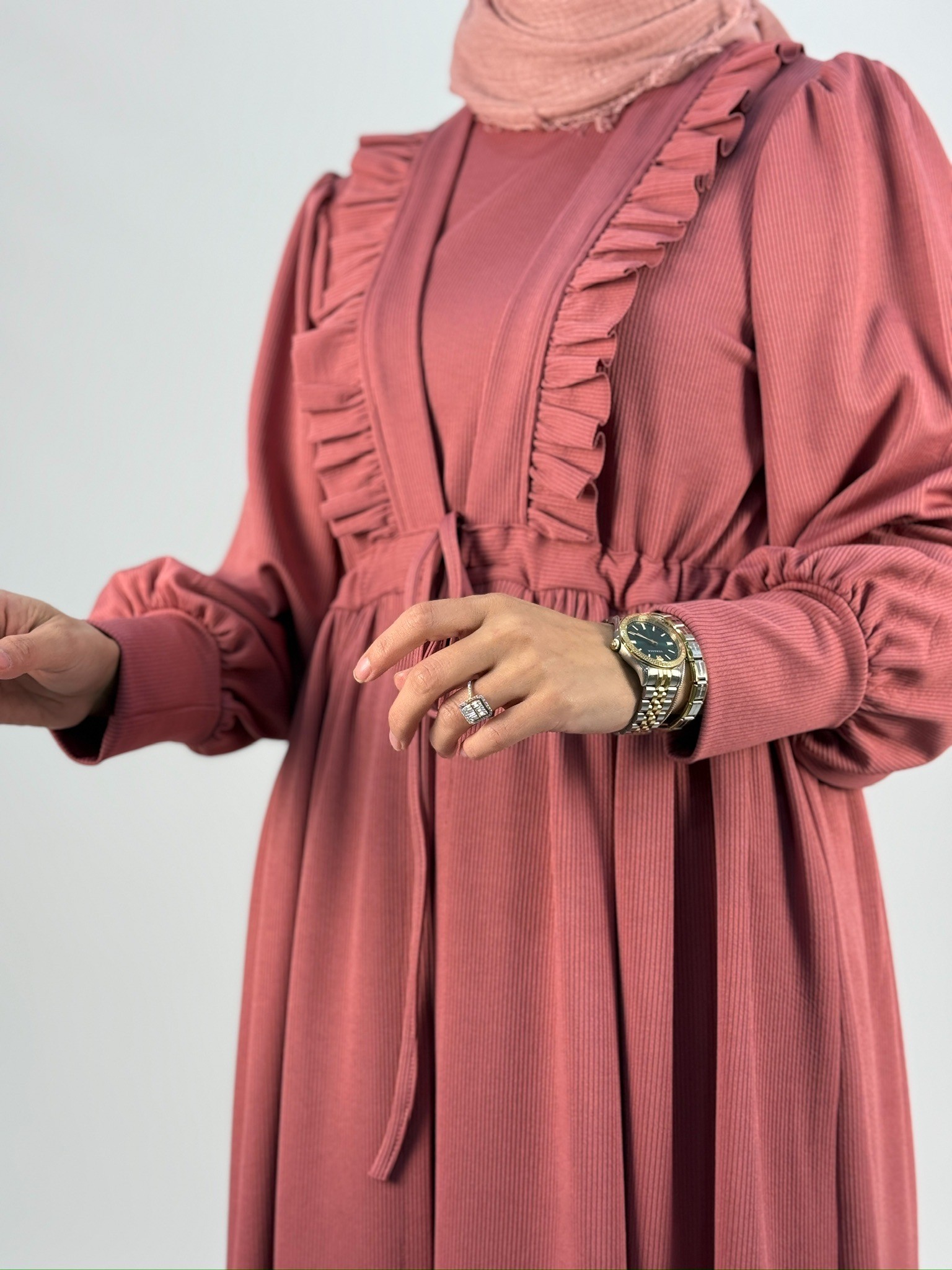 FİTİLLİ ABAYA PEMBE