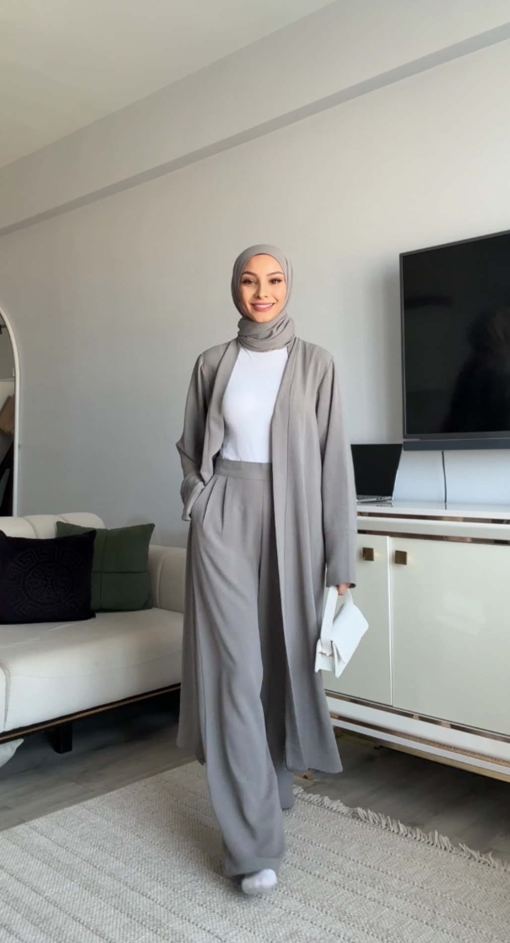 ABAYA PANTOLON TAKIMI KÜL GRİ