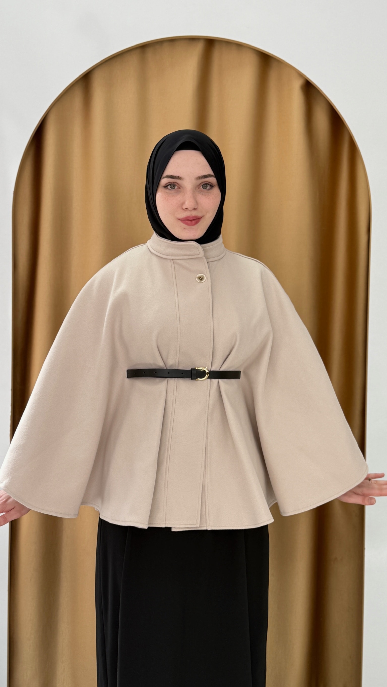 KEMERLİ KAŞE BEJ PANÇO