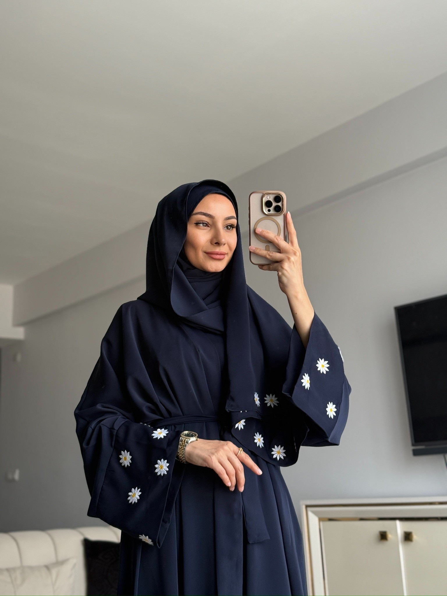 PAPATYA ABAYA LACİVERT