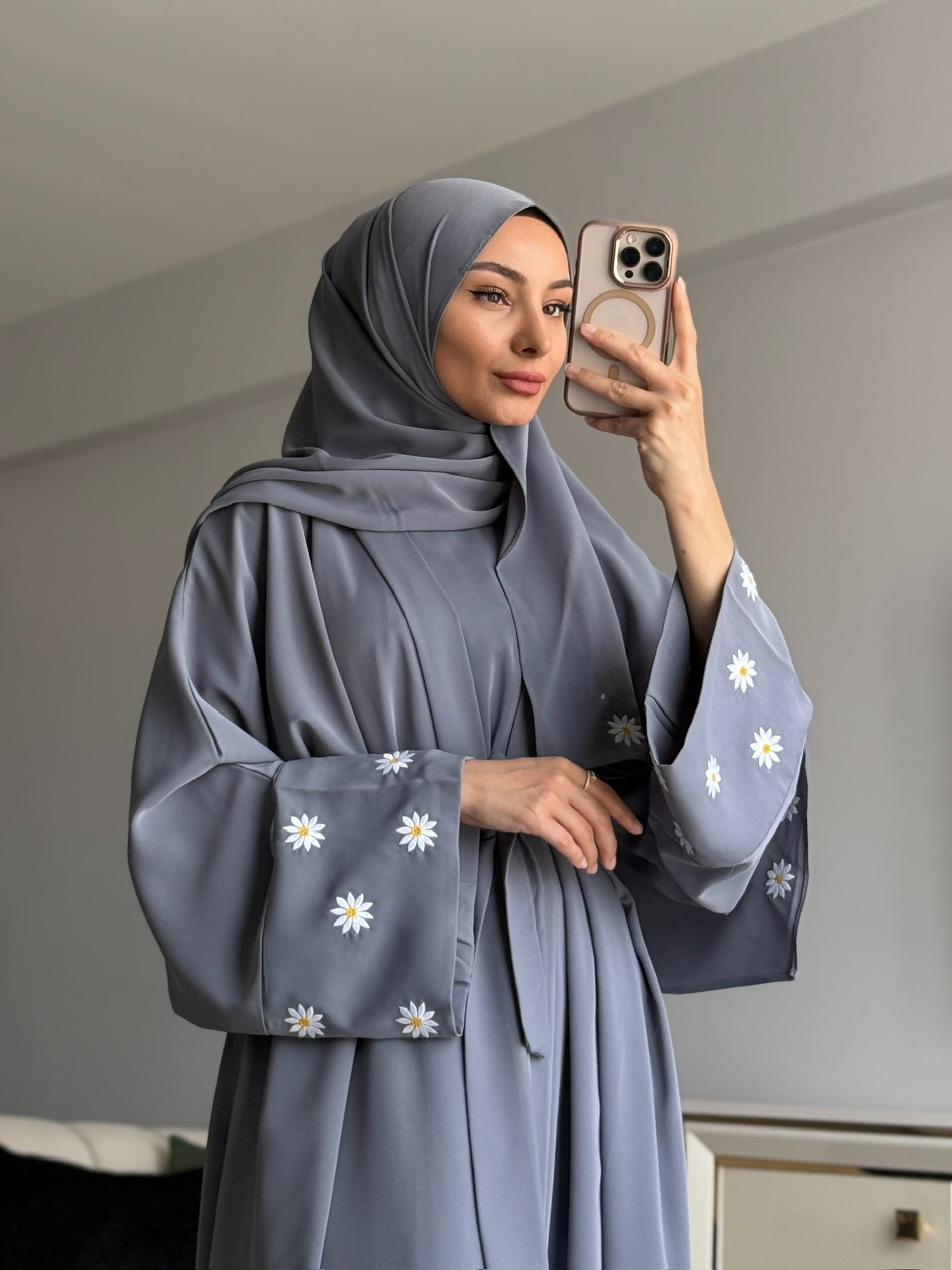 PAPATYA ABAYA GRİ