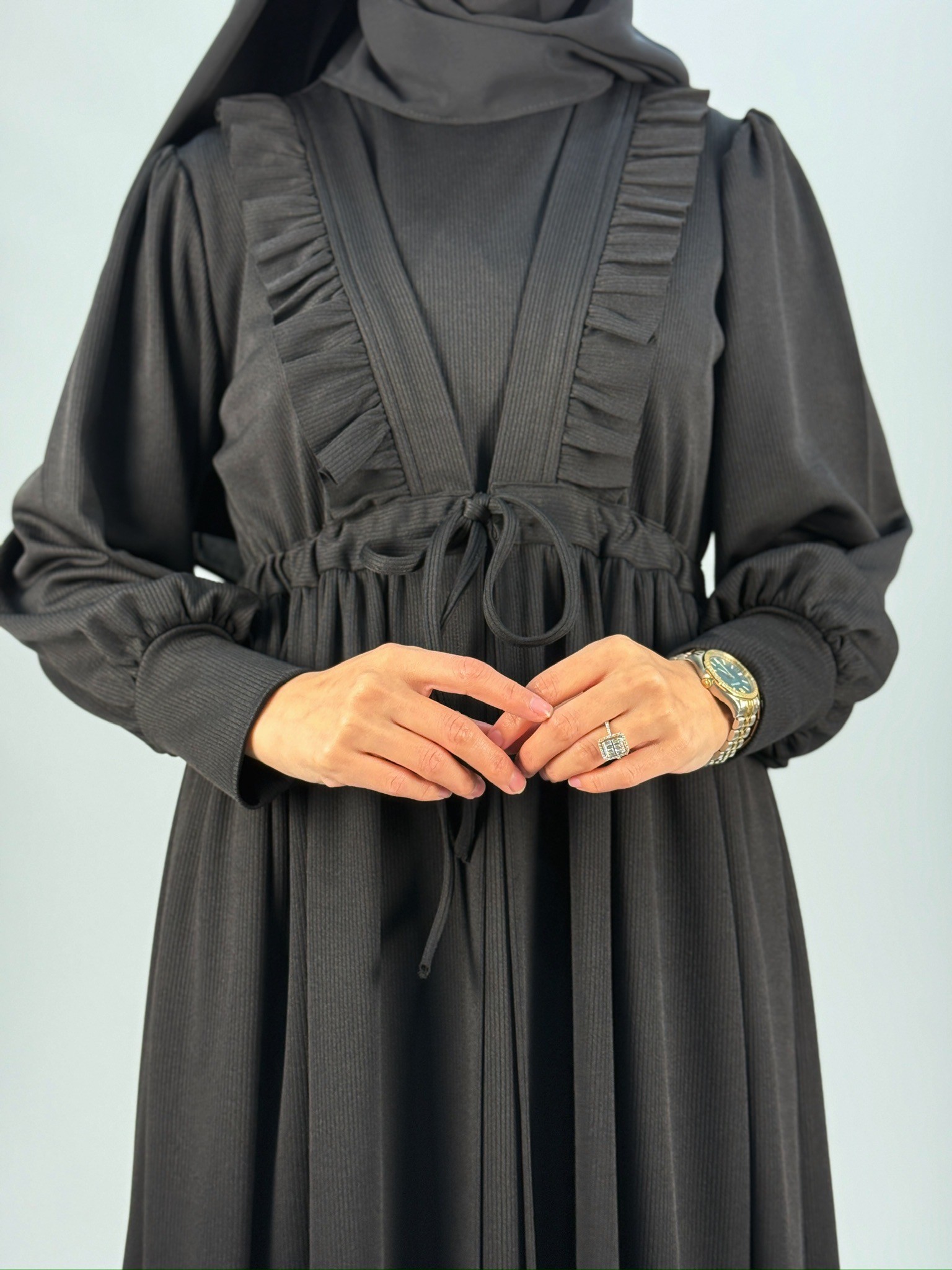 FİTİLLİ ABAYA SİYAH