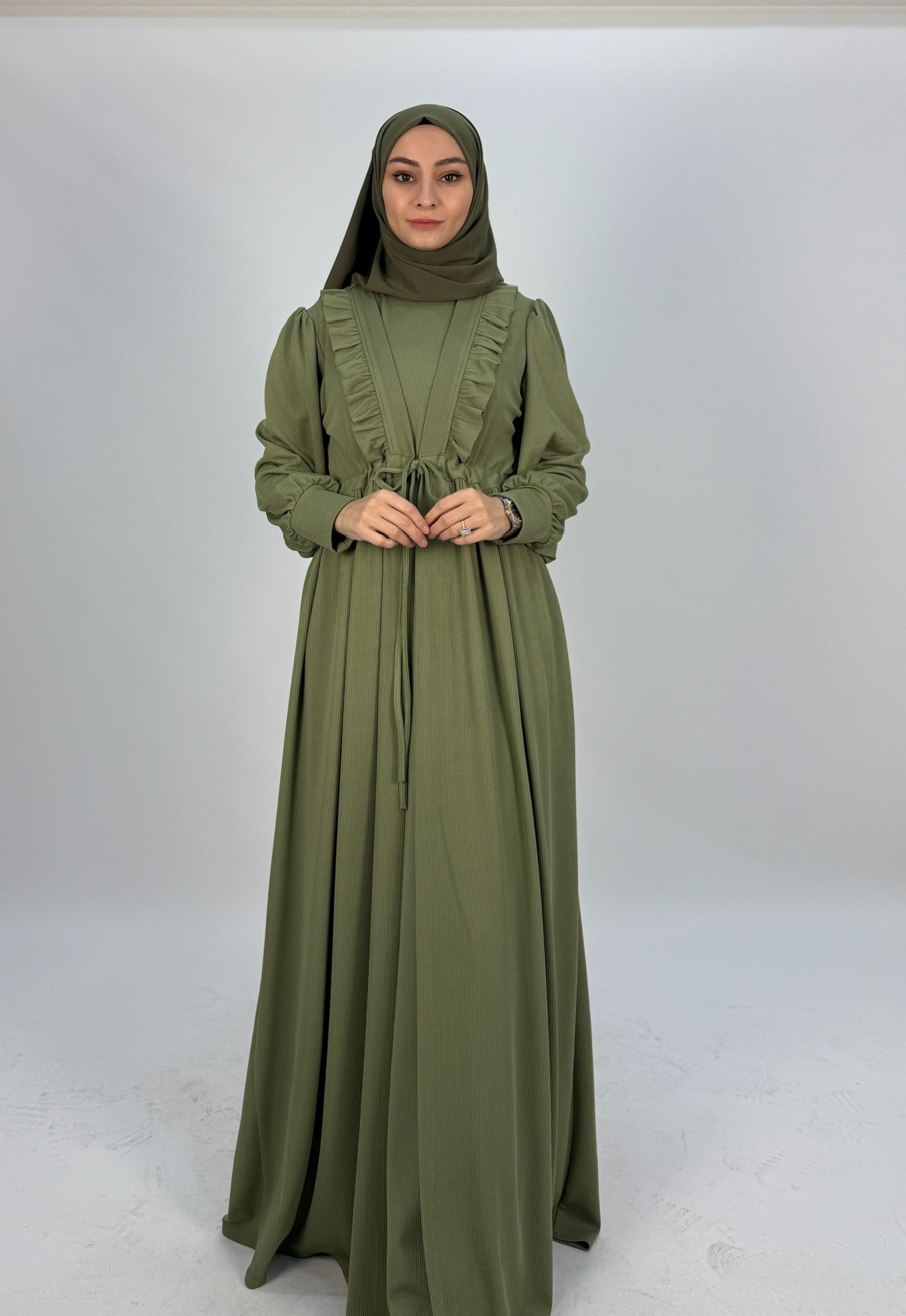  FİTİLLİ ABAYA YEŞİL