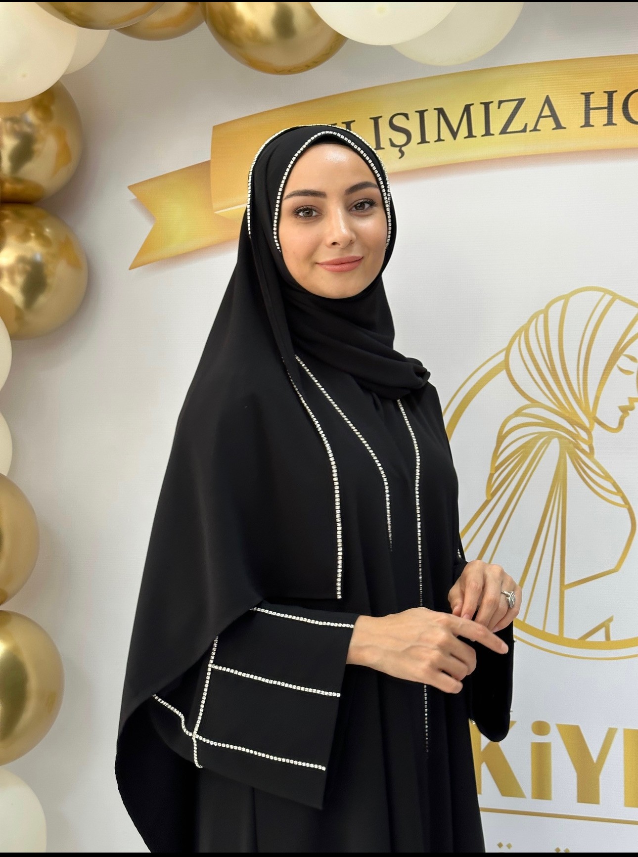 SWAROVSKİ TAŞLI ABAYA SİYAH 