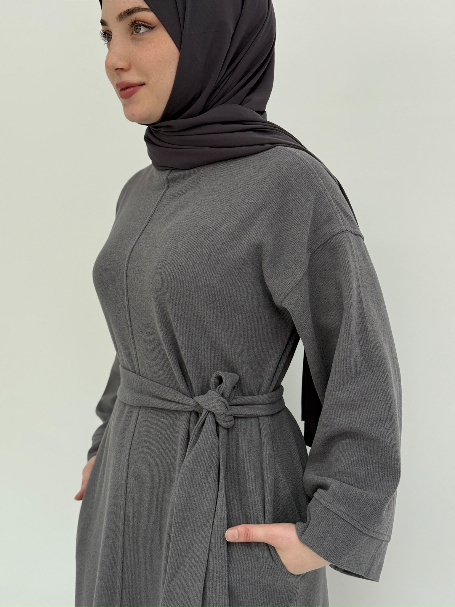 antrasit örme elbise