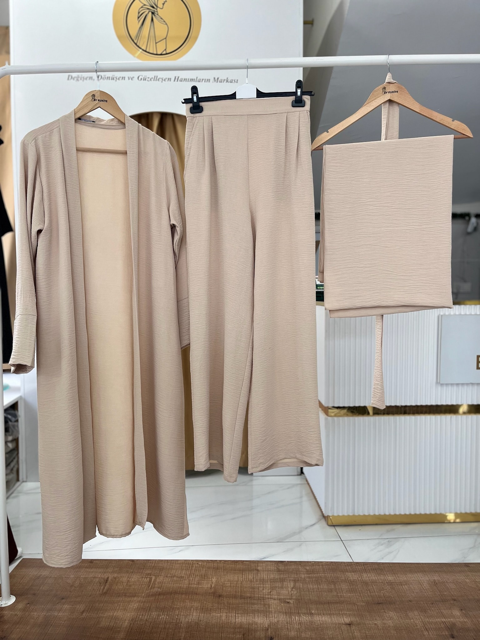 ABAYA PANTOLON TAKIMI BEJ
