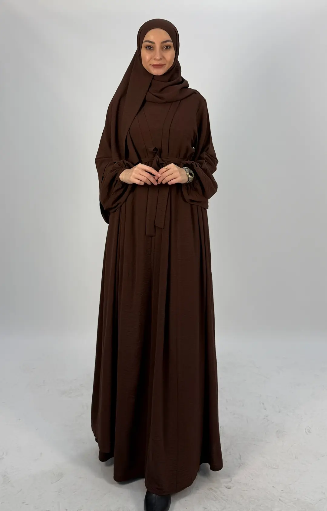 AYROBİN ABAYA TAKIMI KAHVERENGİ