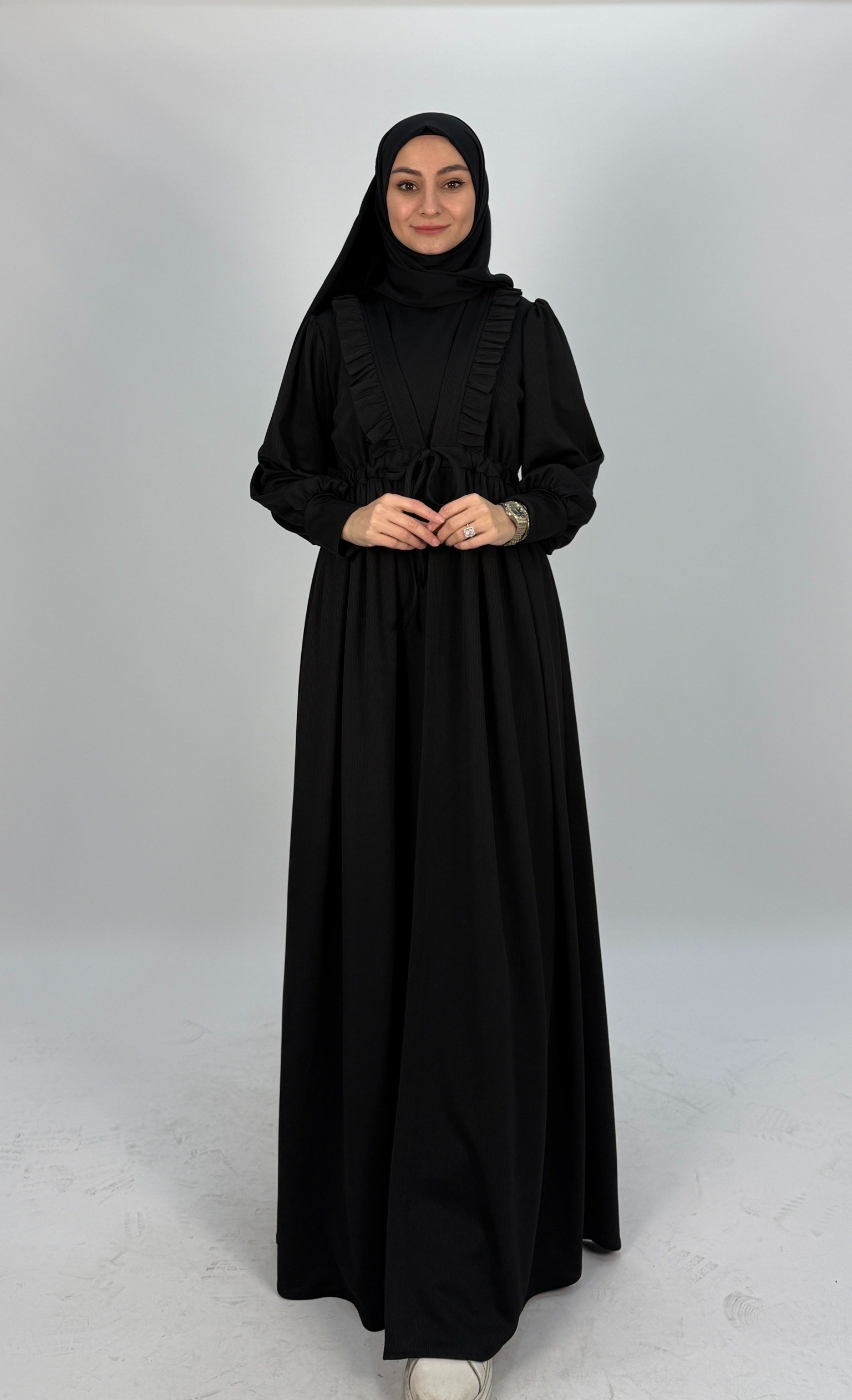 FİTİLLİ ABAYA SİYAH