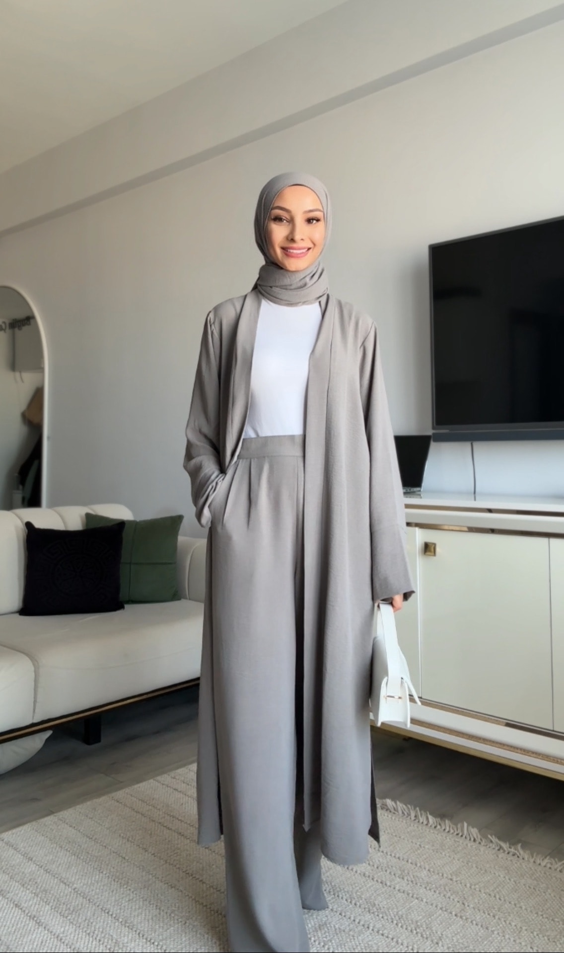 ABAYA PANTOLON TAKIMI KÜL GRİ