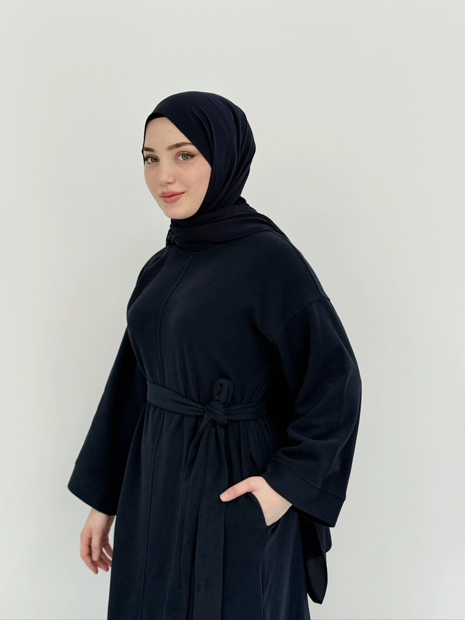 LACİVERT ÖRME ELBİSE 