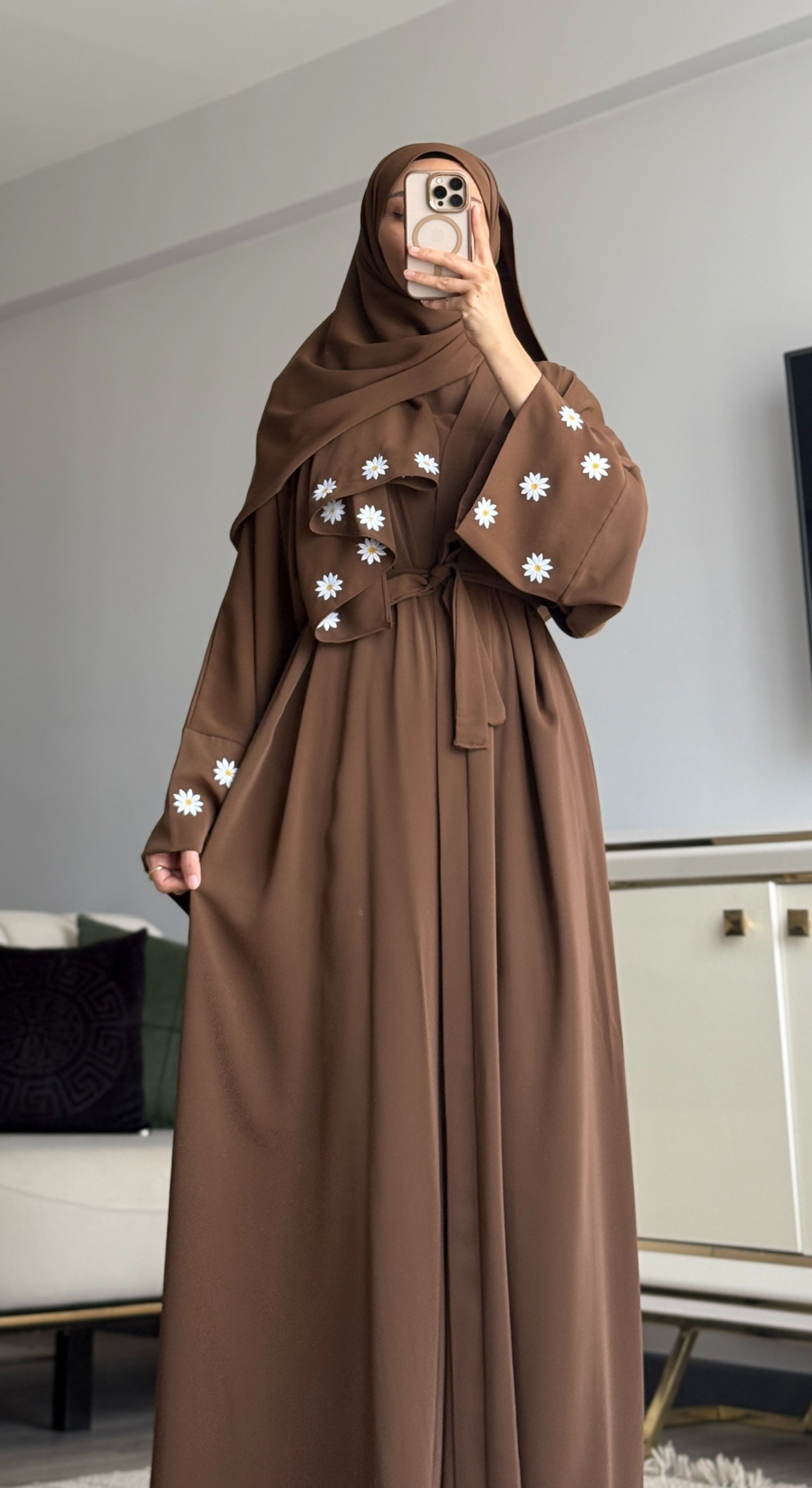 PAPATYA ABAYA KAHVERENGİ 