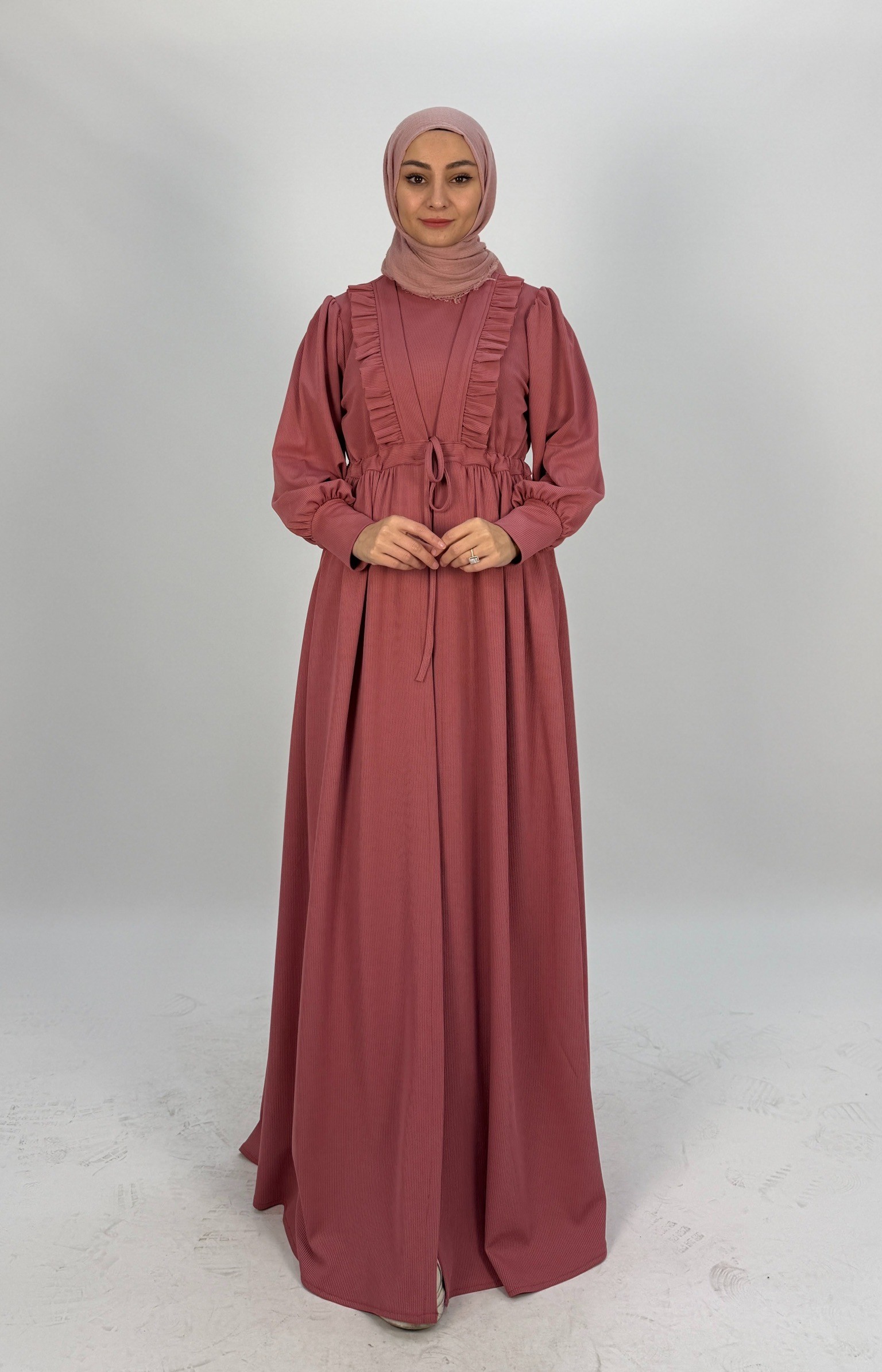 FİTİLLİ ABAYA PEMBE