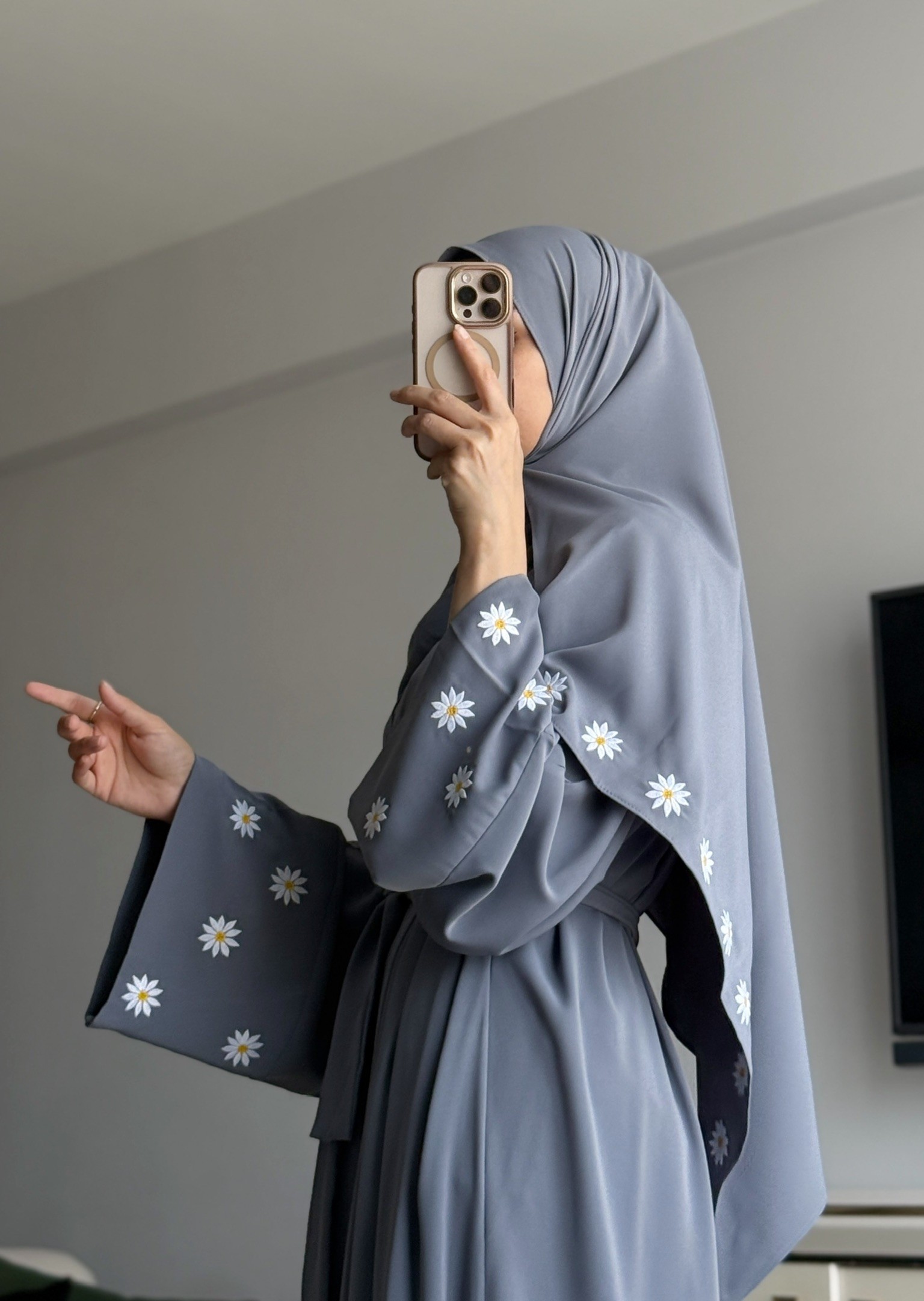 PAPATYA ABAYA GRİ