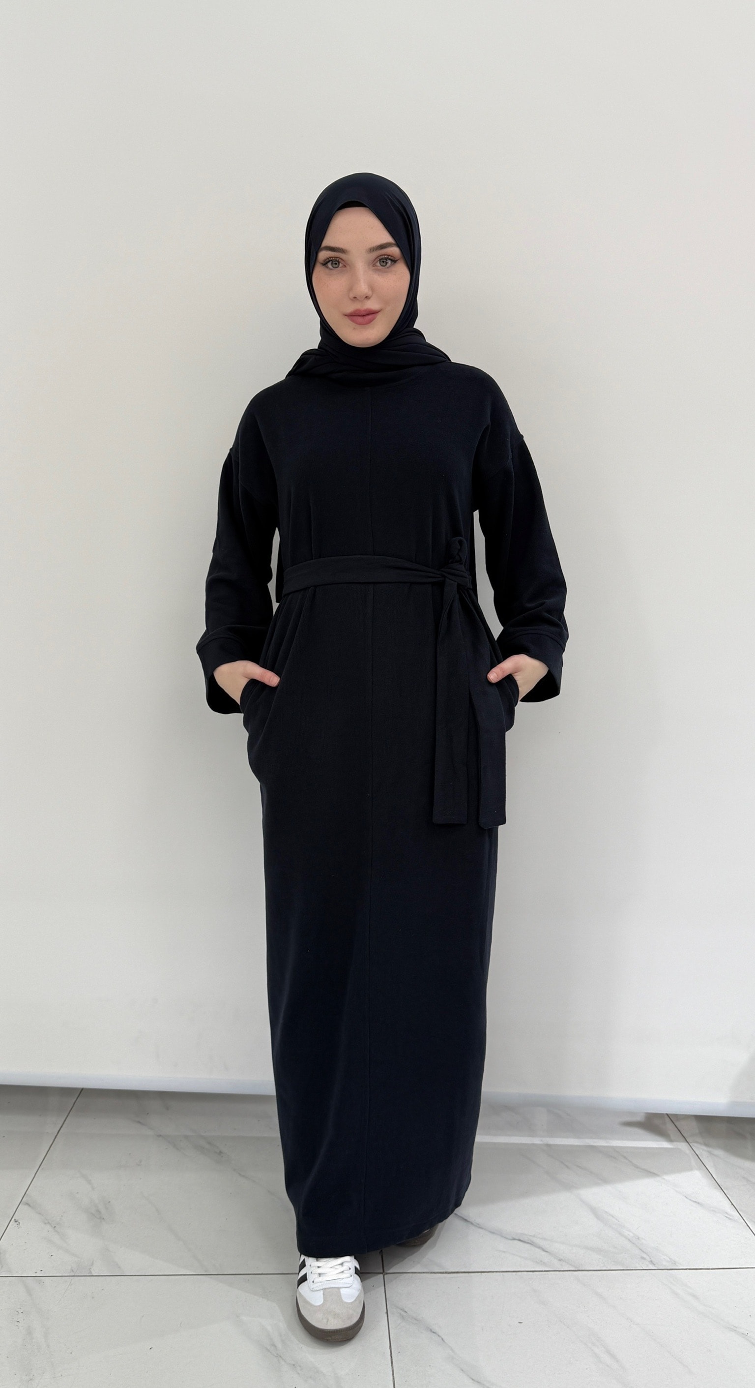 LACİVERT ÖRME ELBİSE 