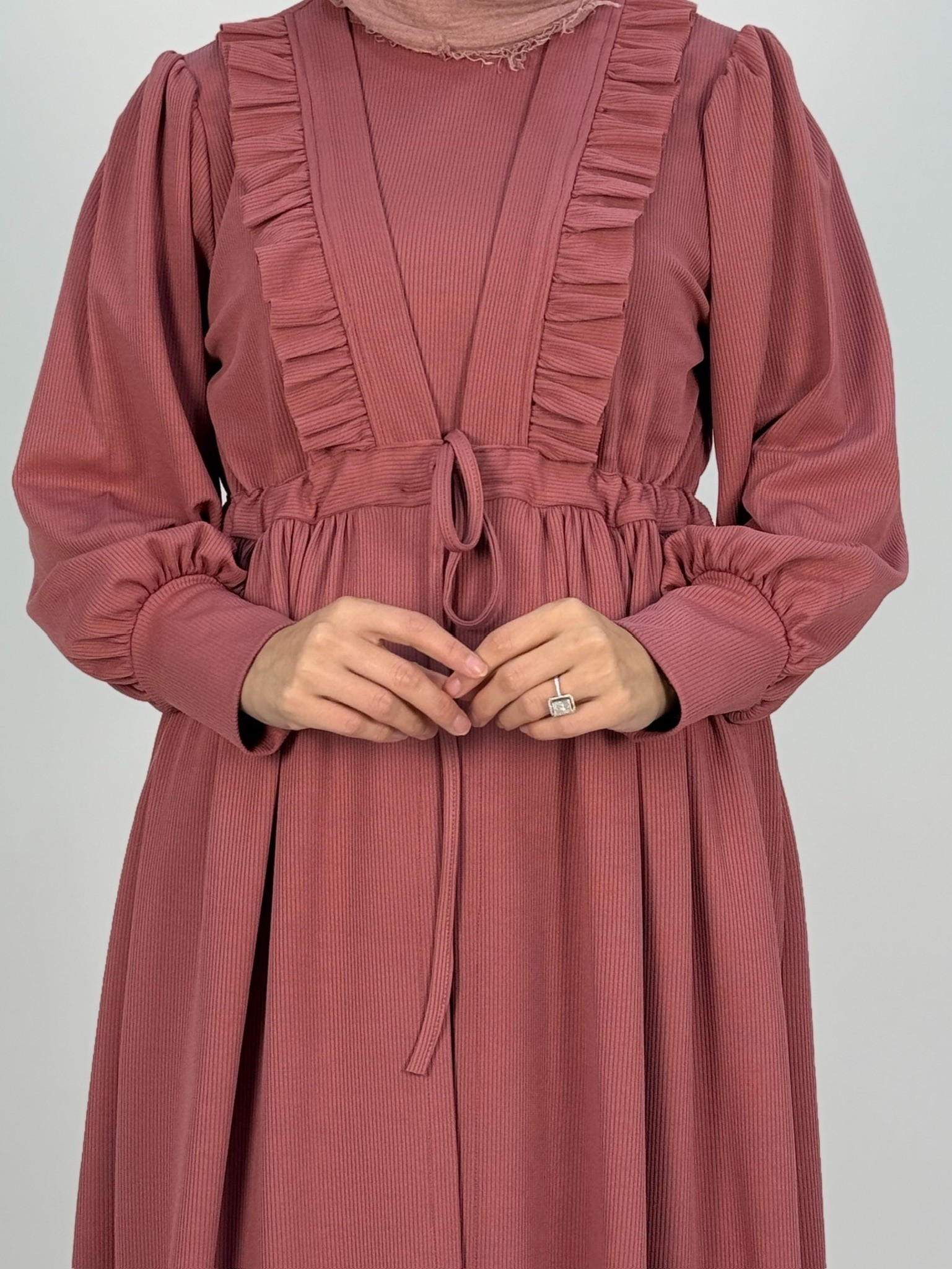 FİTİLLİ ABAYA PEMBE