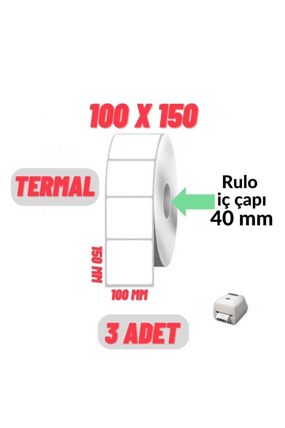 750 Sarım -3 Adet Termal Barkod Etiket Rulosu- 100x150 Mm A Kalite