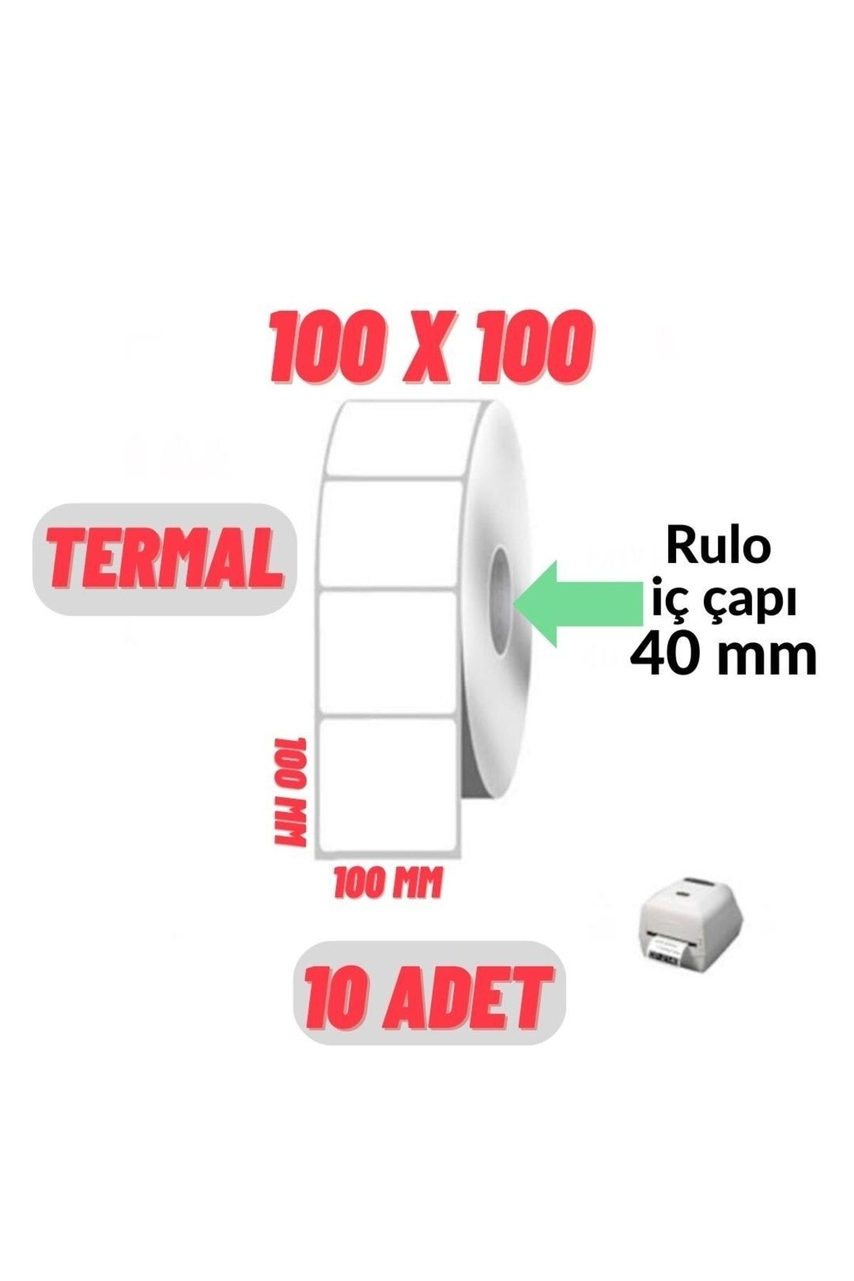 5000 Sarım -10 Adet Termal Barkod Etiket Rulosu- 100x100 Mm A Kalite