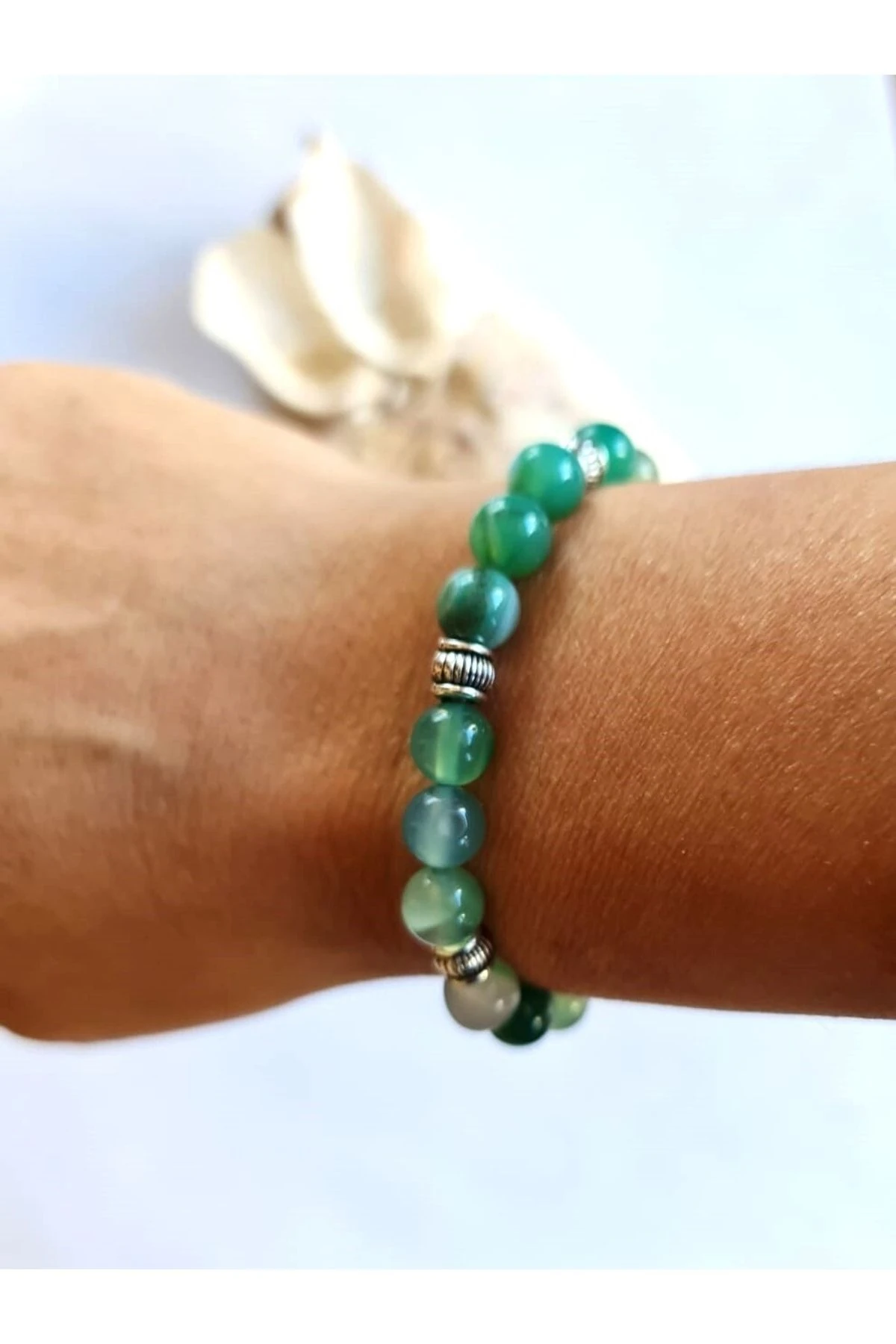 Bileklik Marmaris, Doğal Yeşil Akik Taşı