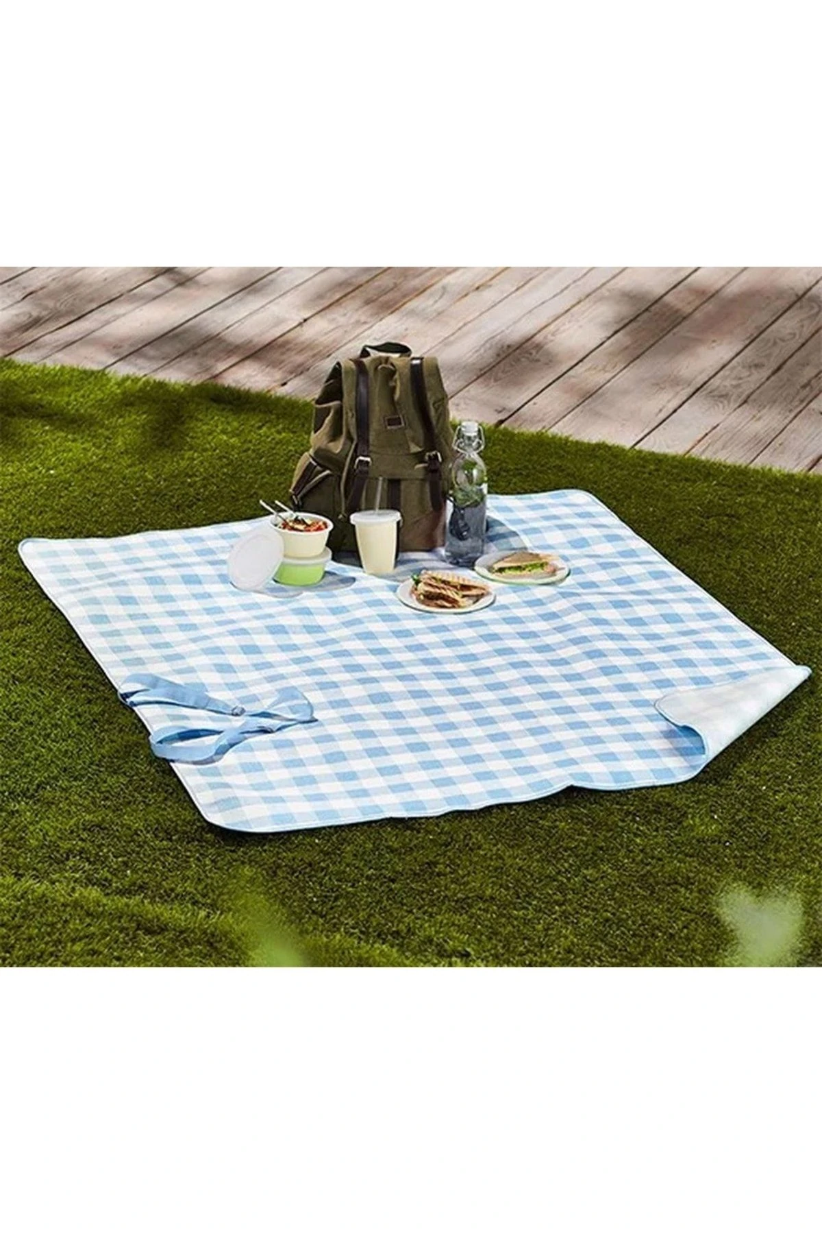 Mavi Kareli Piknik Örtüsü