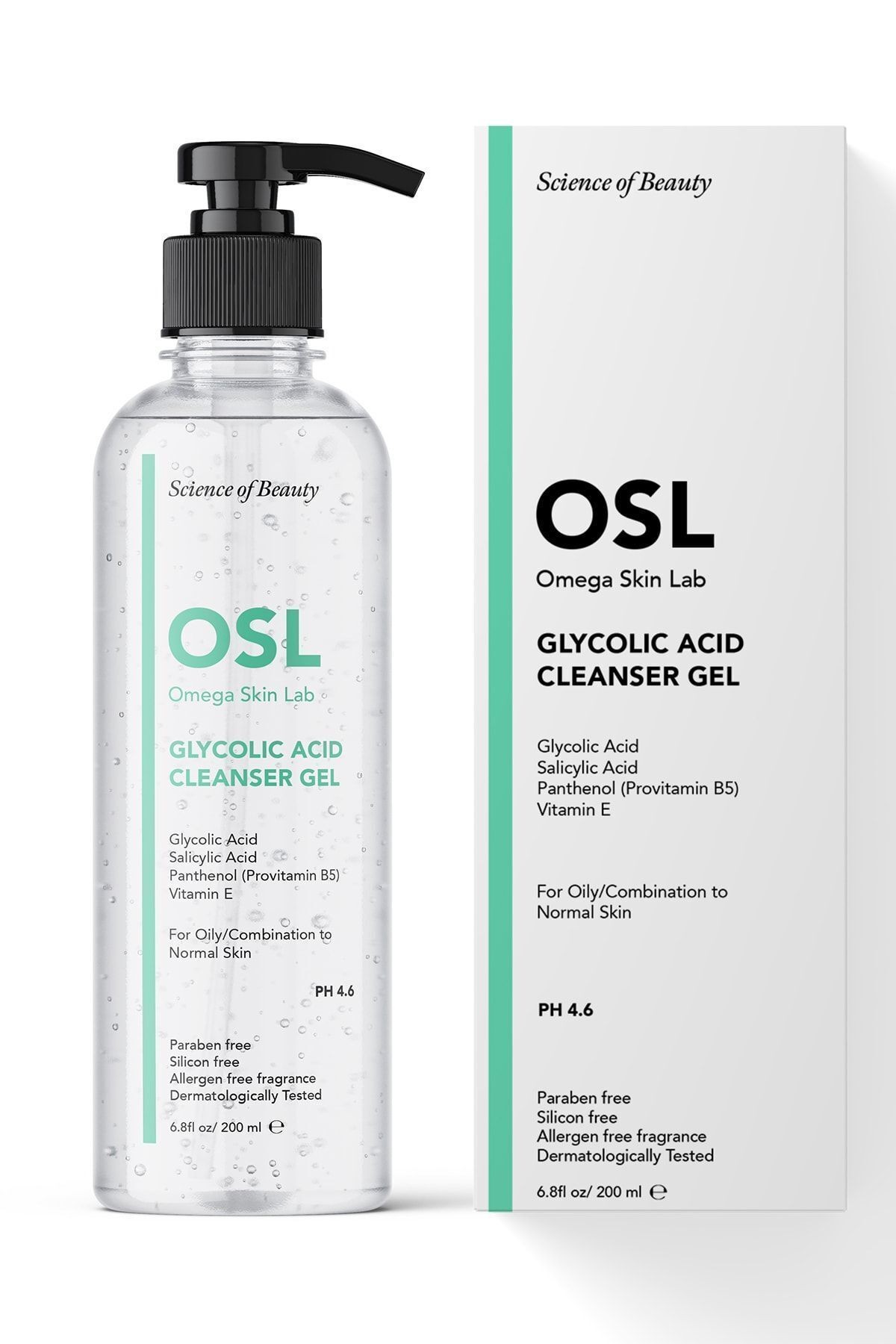 Omega Skin Lab Glycolic Cleanser Gel 200ml (YAĞLI VE KARMA CİLT İÇİN TEMİZLEME JELİ)