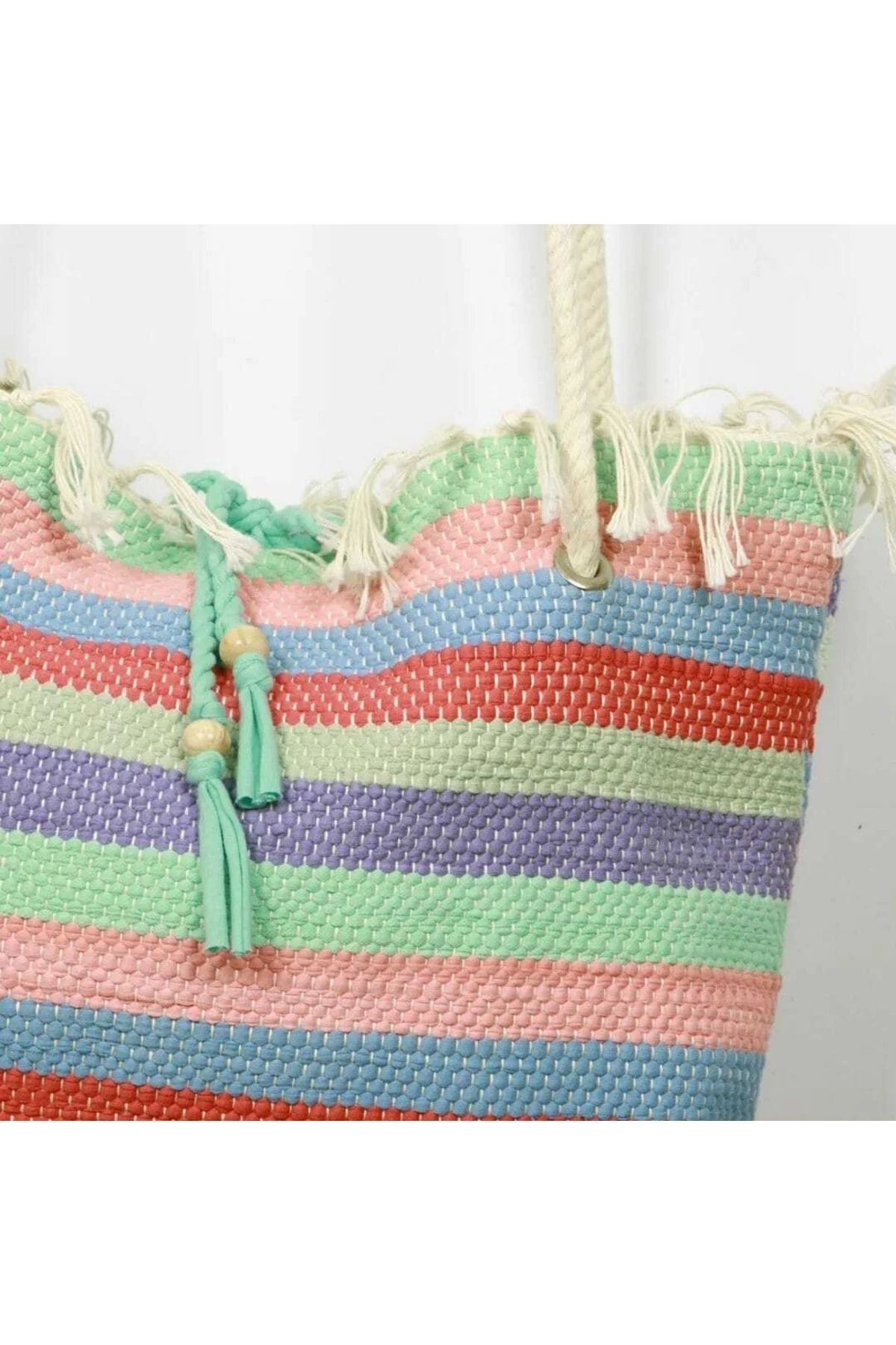 Renkli Dokuma Plaj Çantası