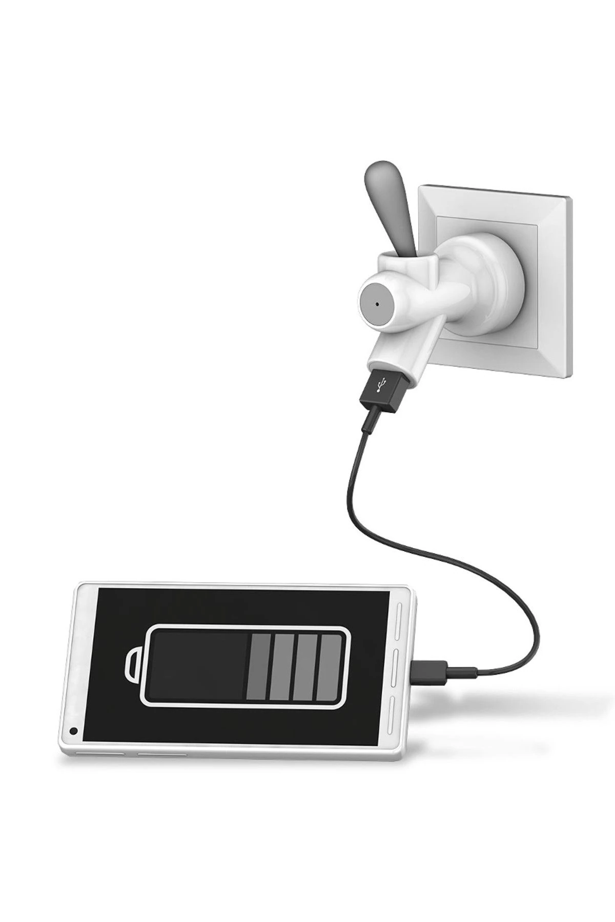 Usb Şarj Tap Beyaz Gri