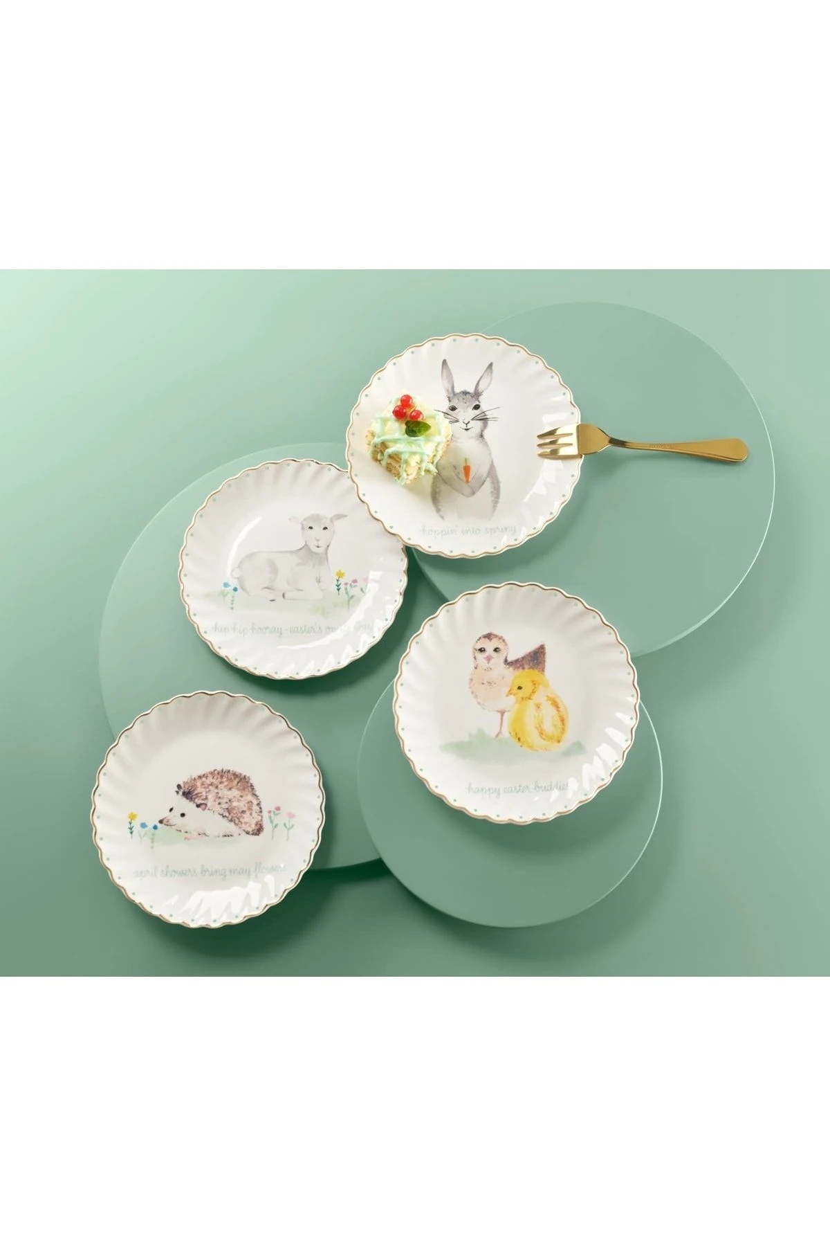 4 Adet Yaldız Süslemeli Tatlı Tabağı