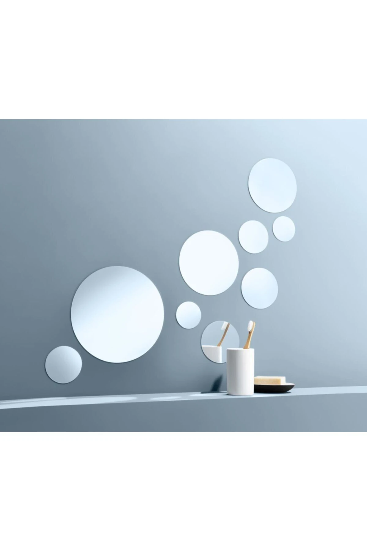 9 Adet Kendinden Yapışkanlı Ayna Çıkartması