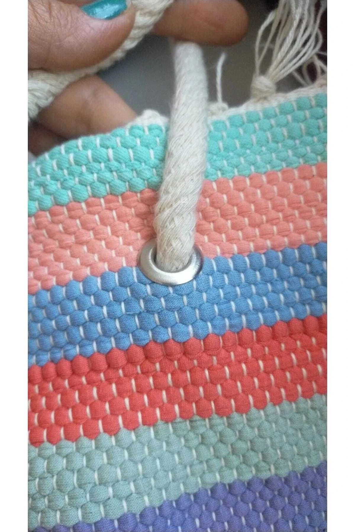 Renkli Dokuma Plaj Çantası