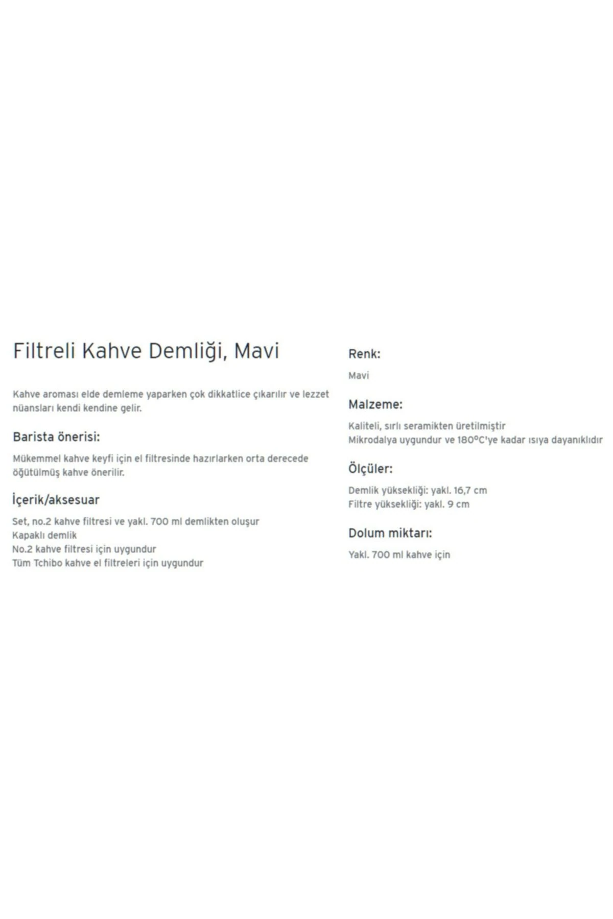 Filtreli Kahve Demliği, Mavi