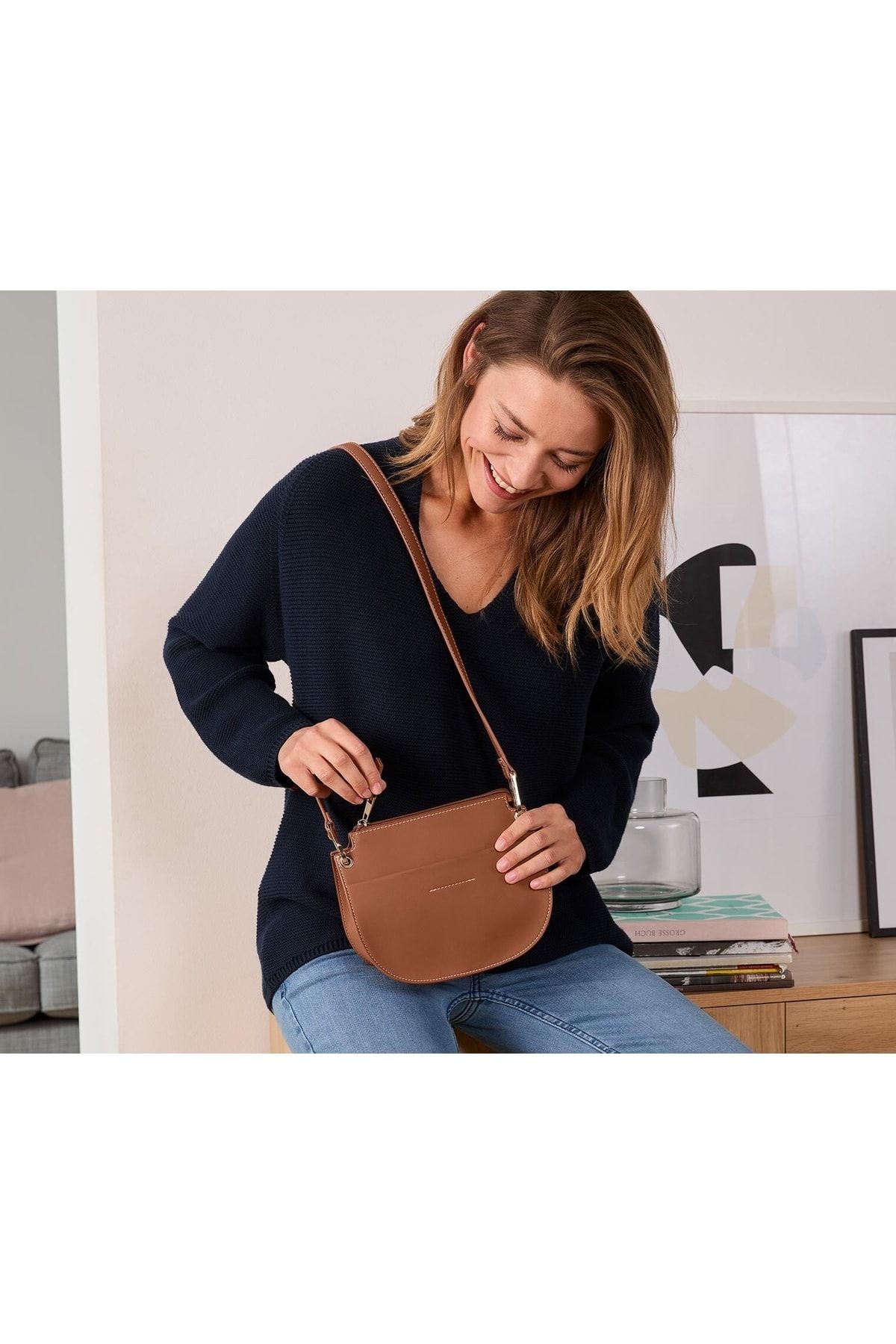 Omuz Çantası, Konyak Rengi