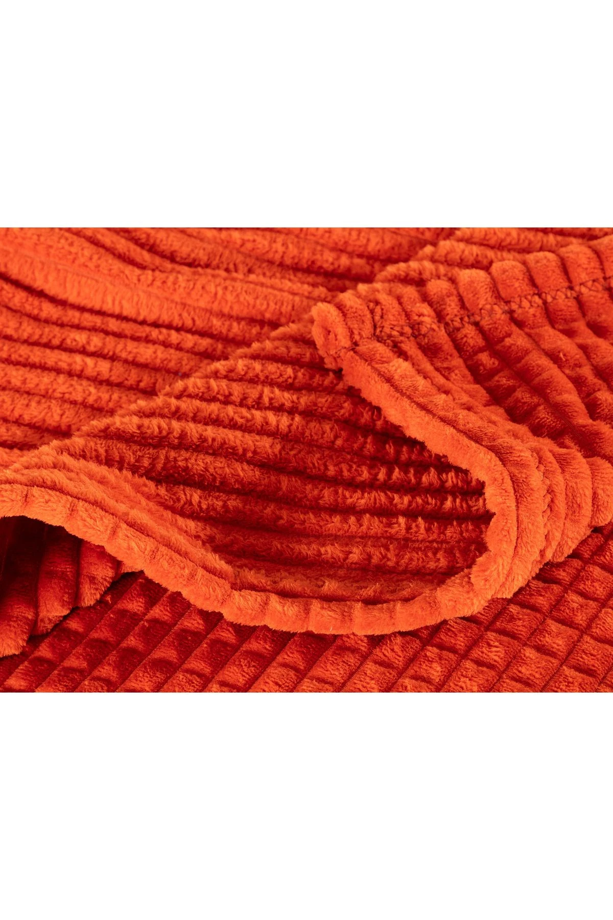 Emile Welsoft Polar Çift Taraflı Emboss Çift Kişilik Battaniye - Turuncu
