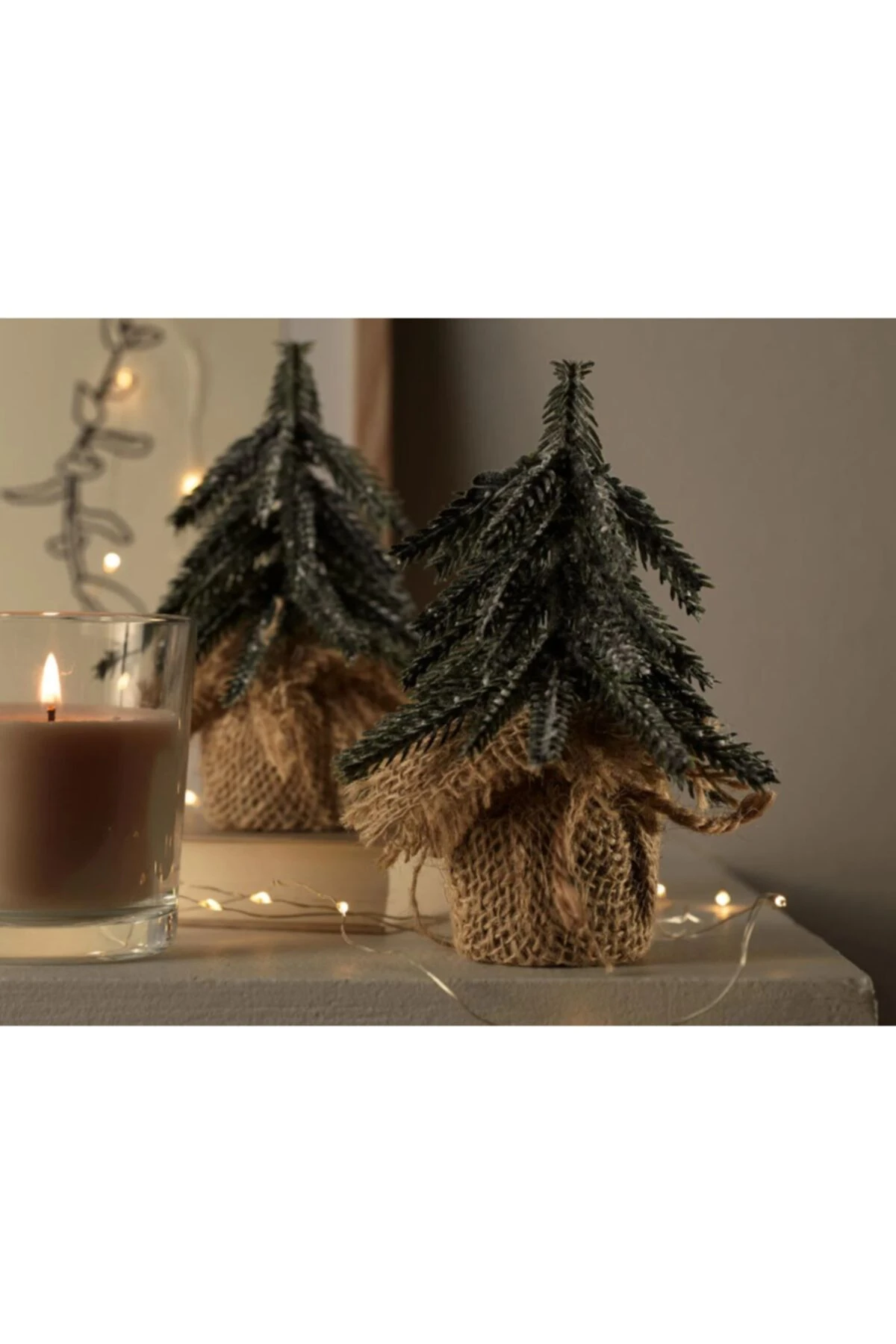 2 Adet Dekoratif, Karlı Yeşil Çam Ağacı