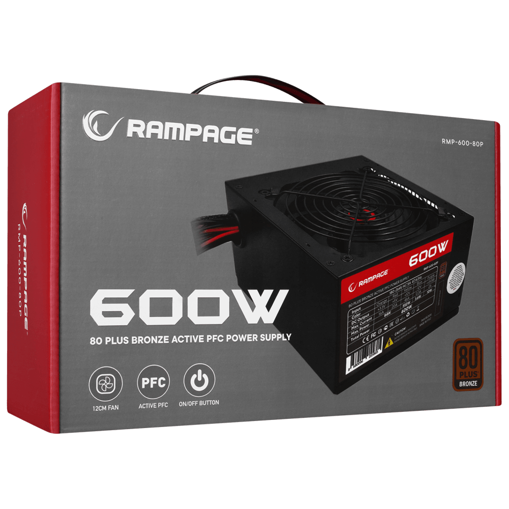 Rampage RMP-600-80P 600W 80Plus Bronze Power Supply