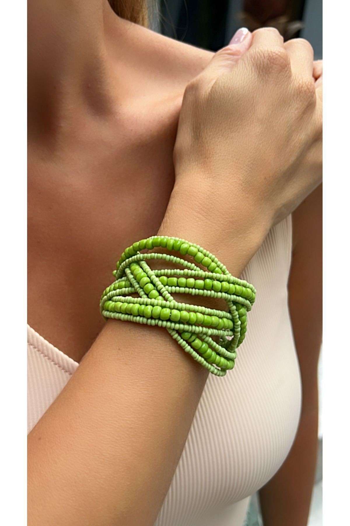 Bronze and Gray Multi-Layered Bead Bracelet - Stylish Design with Braided Detail
