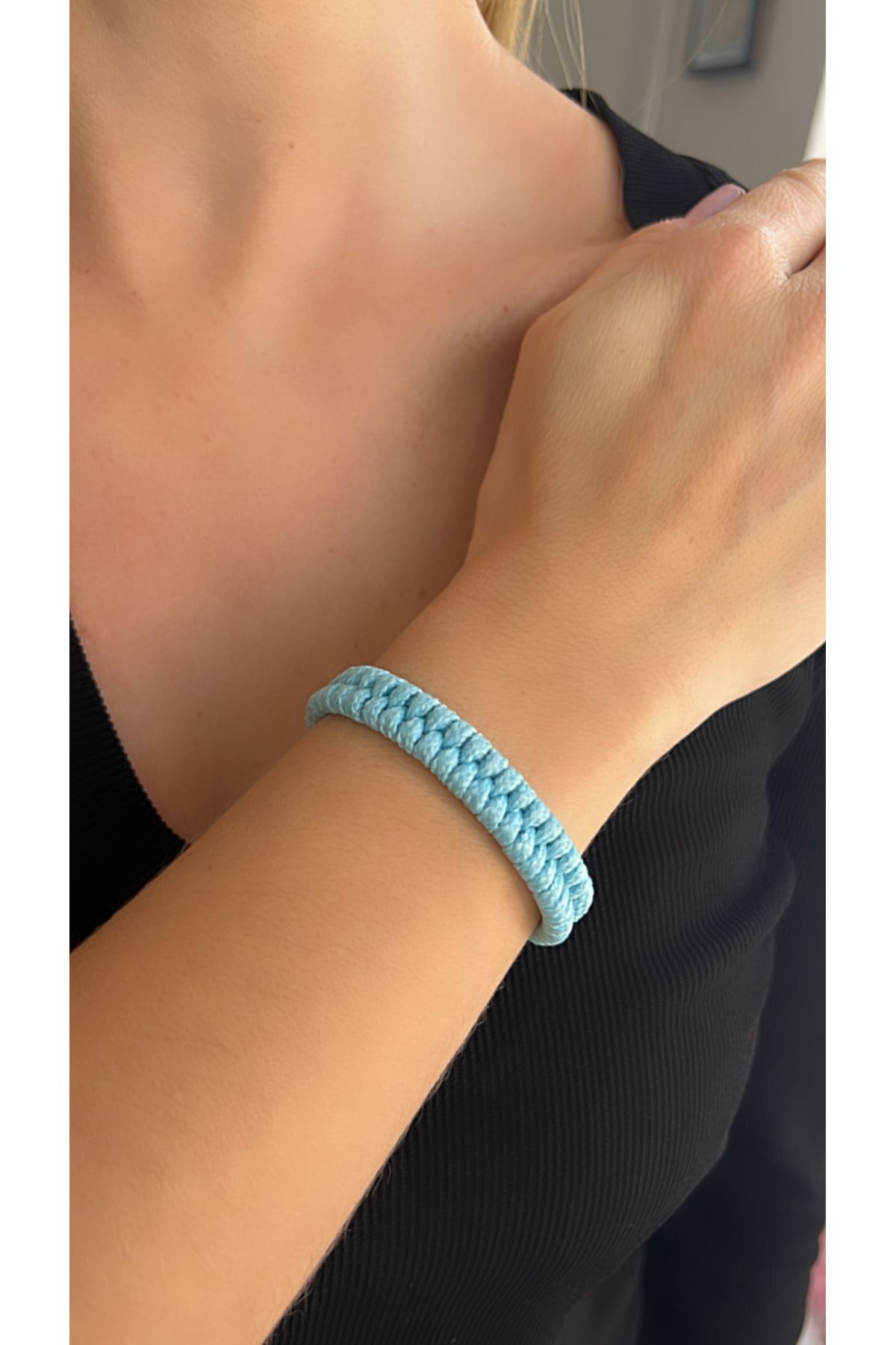 Herringbone Knitted Women's Sports Bracelet - turquoise