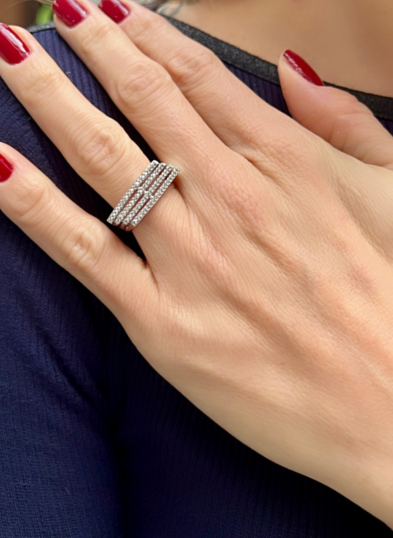 Adjustable Steel Ring with Zircon Stone - Modern and Stylish Design