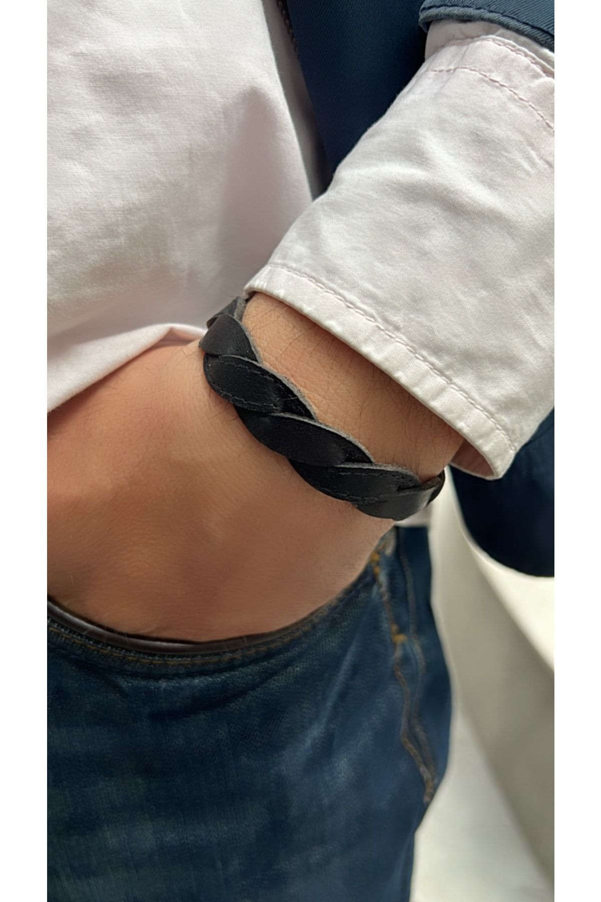 Men's Leather Handmade Knitted Bracelet