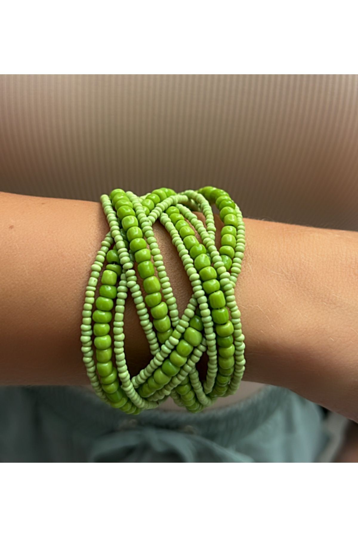 Bronze and Gray Multi-Layered Bead Bracelet - Stylish Design with Braided Detail
