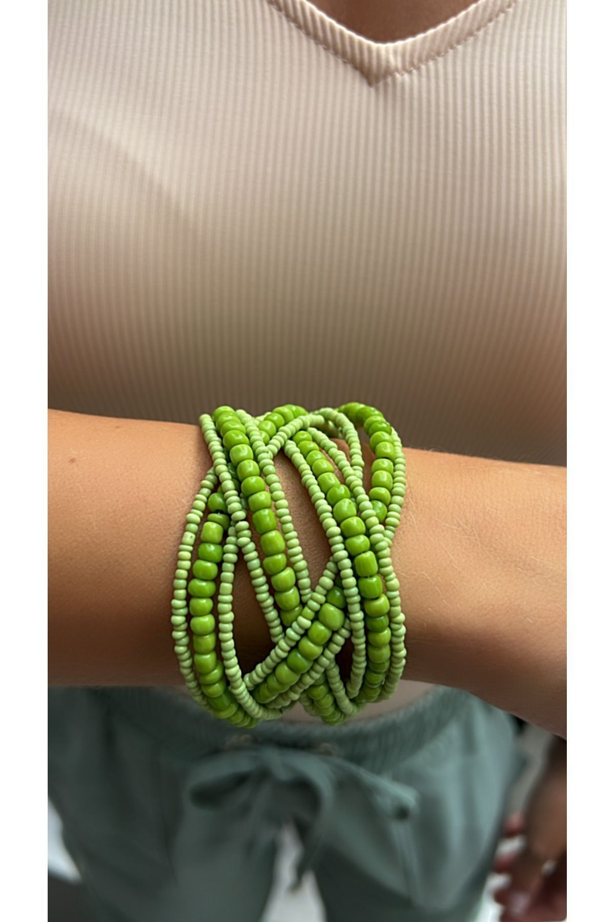 Bronze and Gray Multi-Layered Bead Bracelet - Stylish Design with Braided Detail