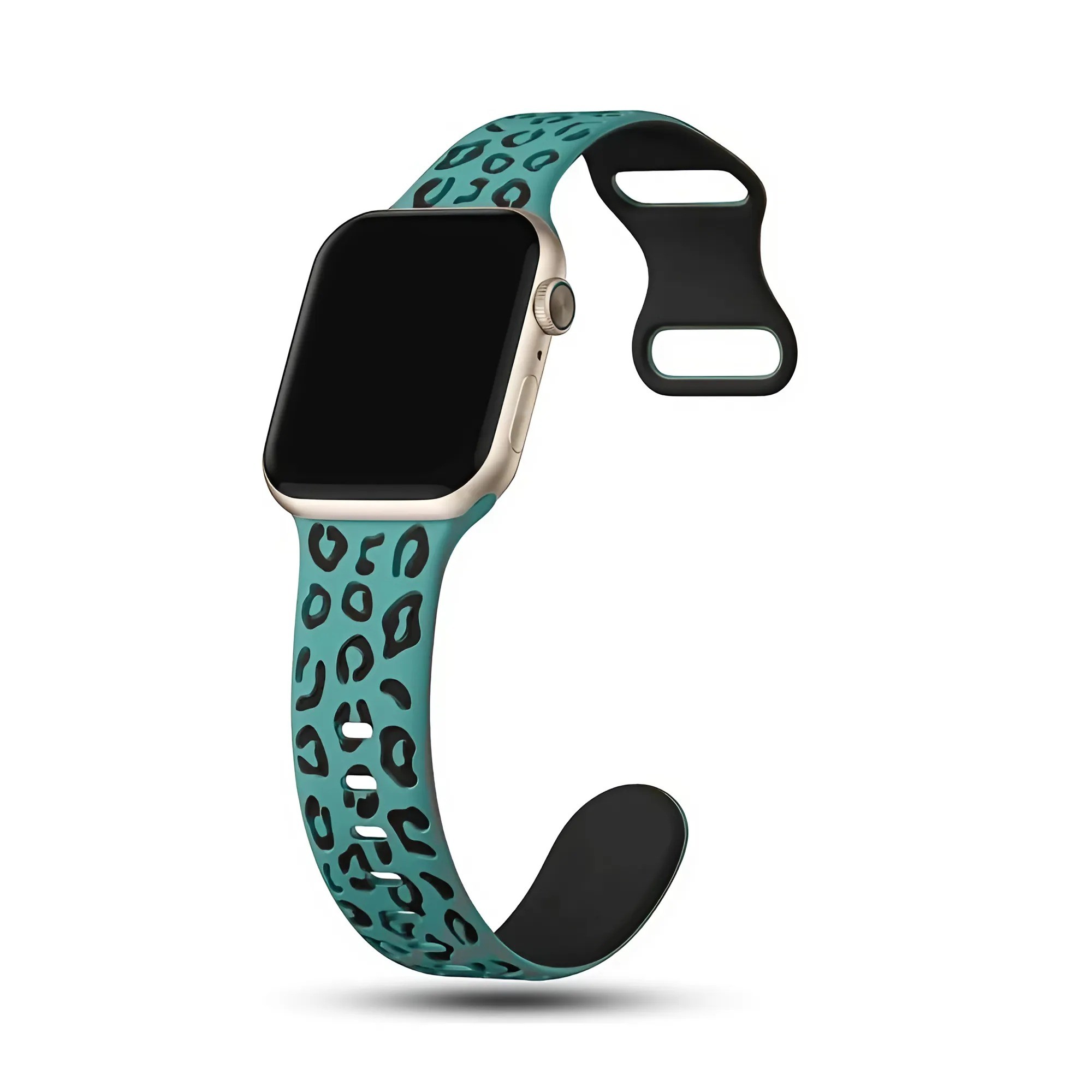 Apple Watch Uyumlu Leopar Desenli Silikon Kordon