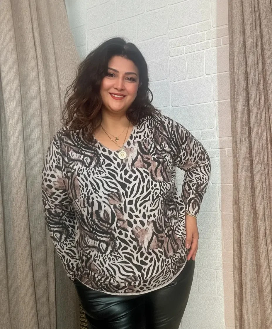 Leopar Desen İtalyan Triko