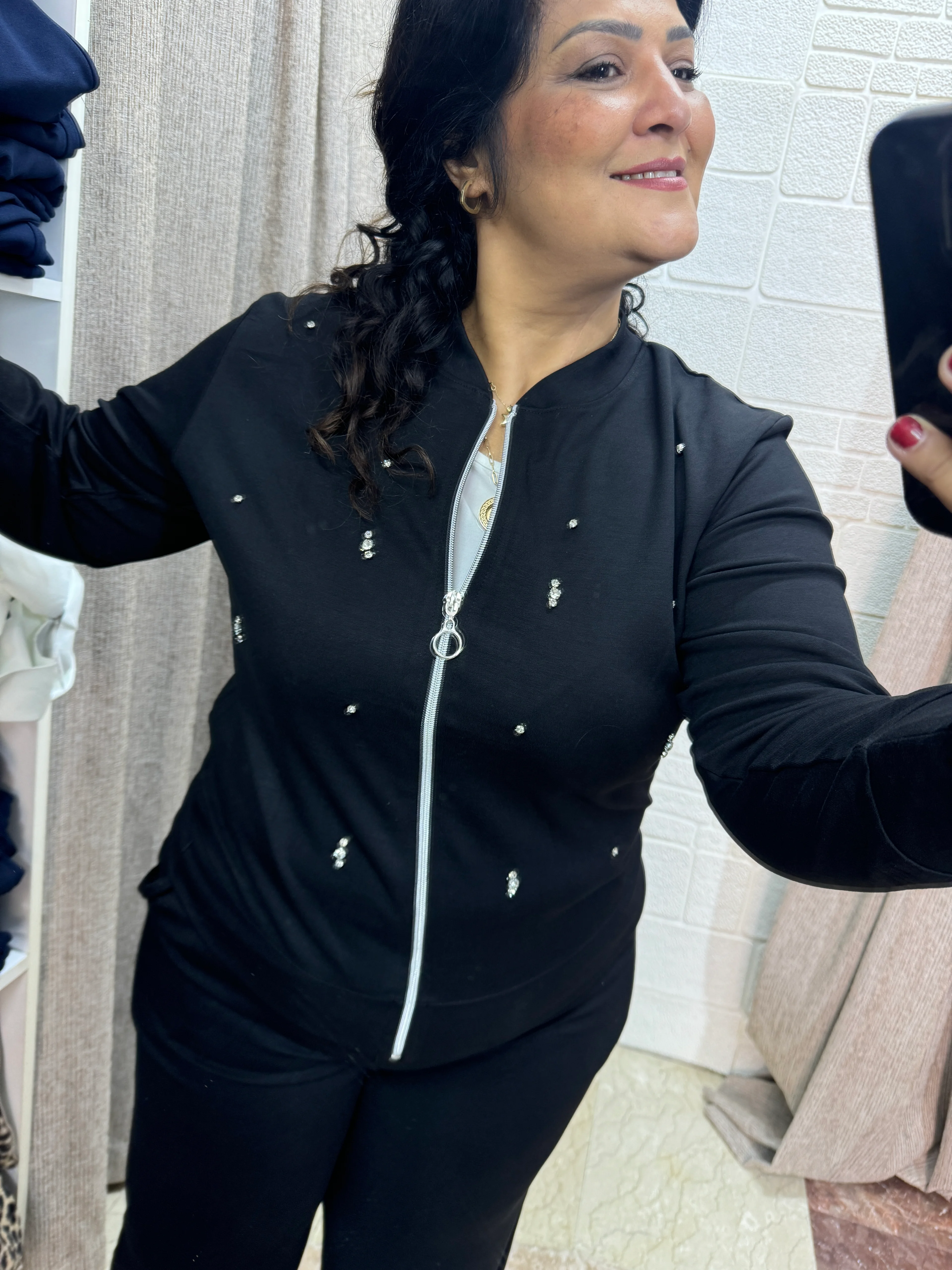 Taşlı Eşofman Takımı İspanyol Paça